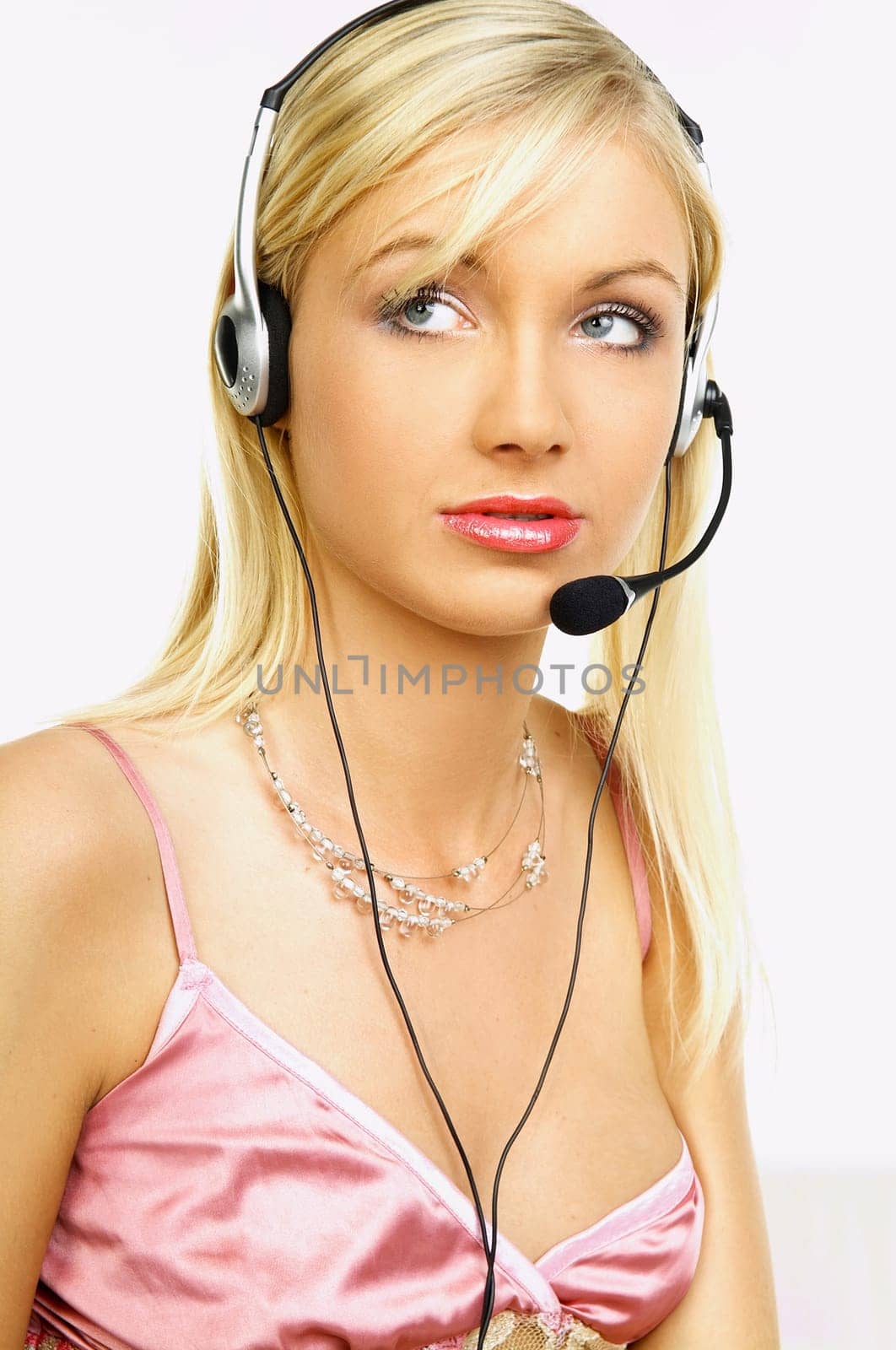 Business Woman with Headset working as call center agent