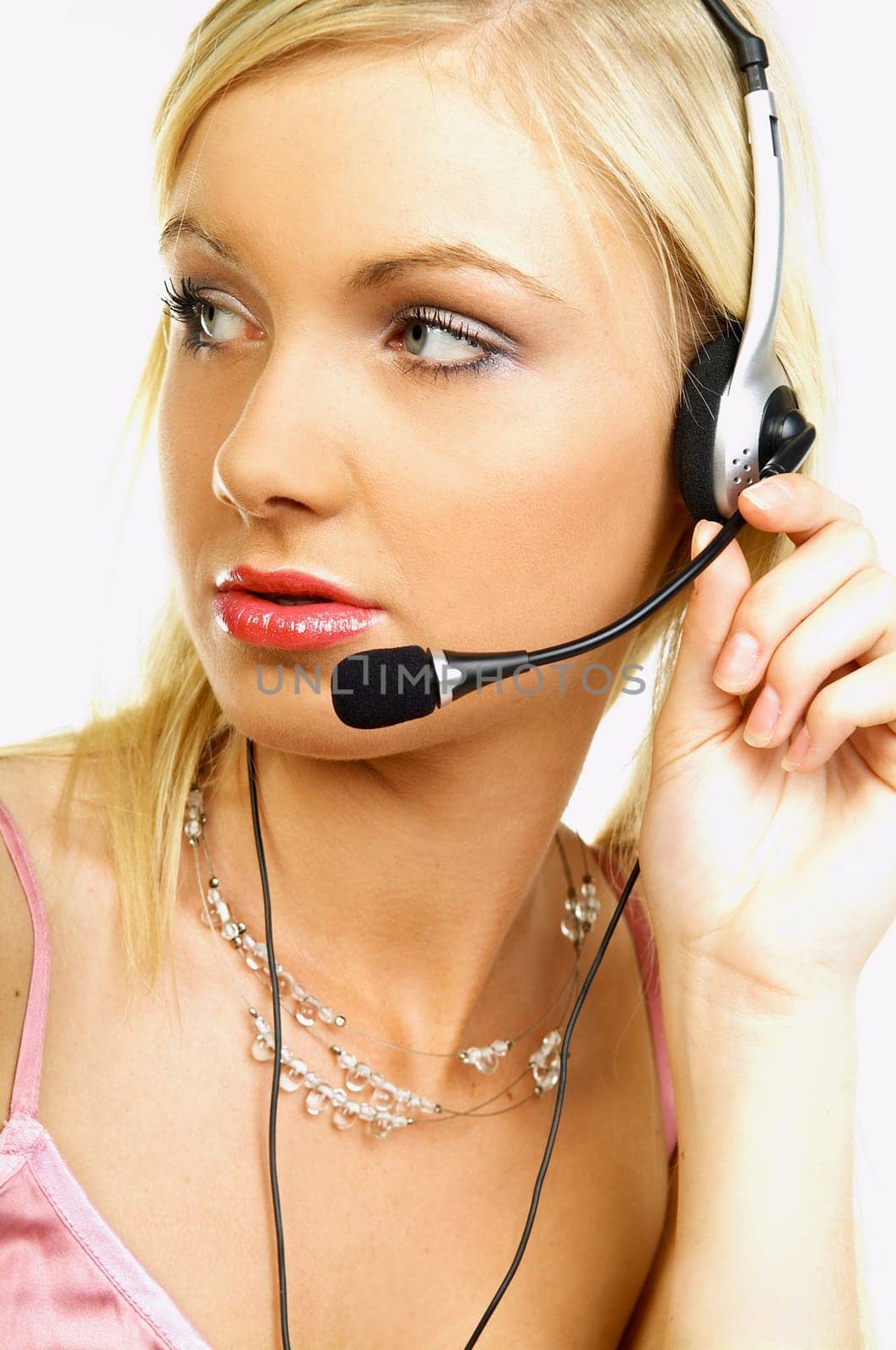 Business Woman with Headset working as call center agent