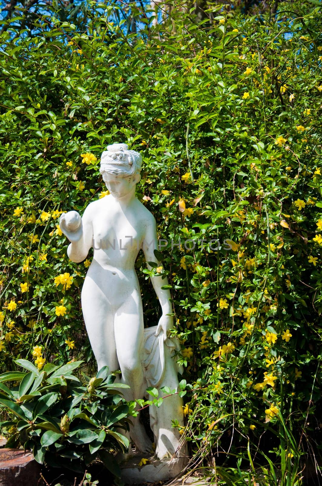 Sculpture of beautiful girl - muse taken in garden