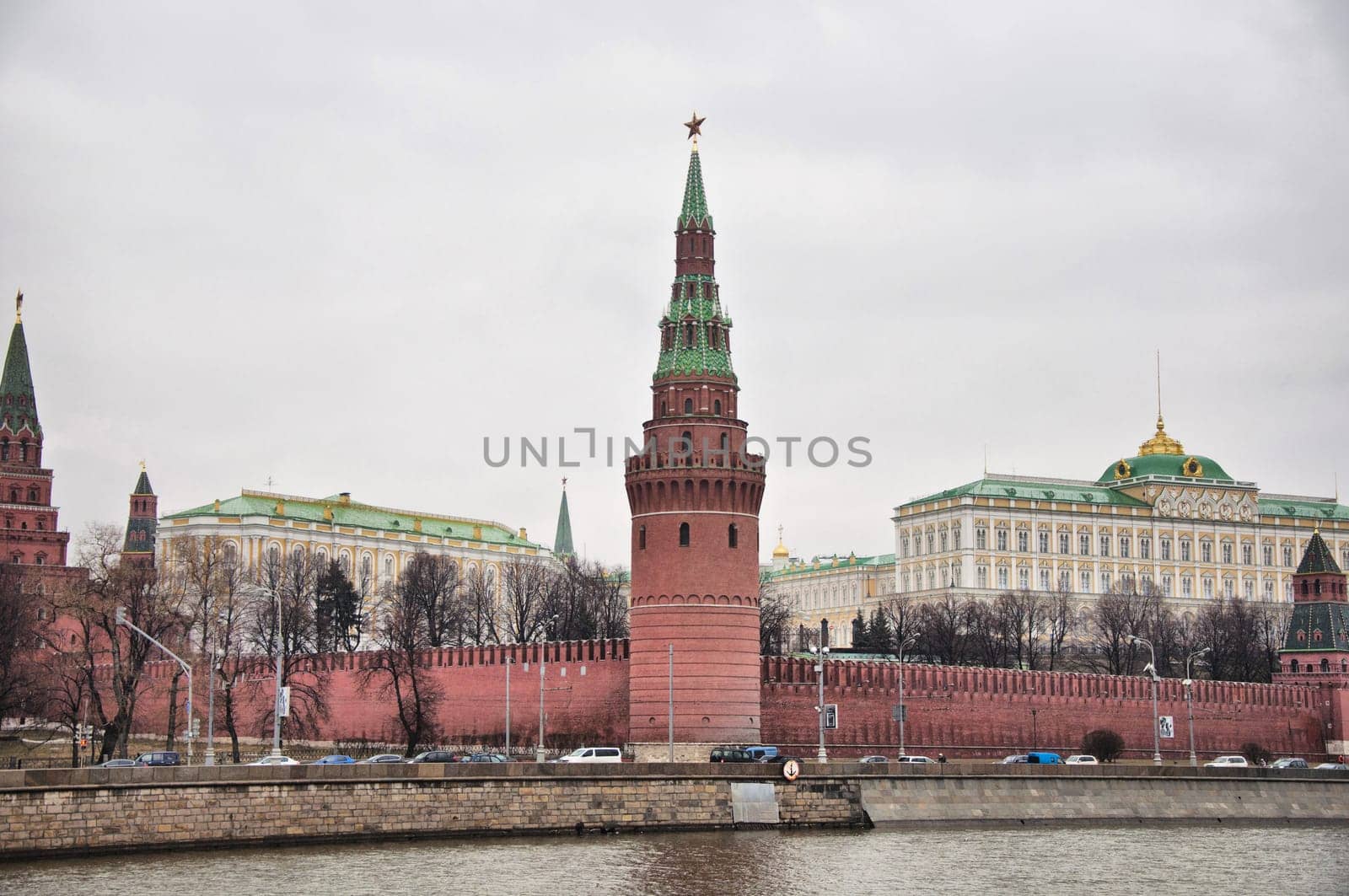 Panoramic view of Moscow Kremlin and embankment, Russia