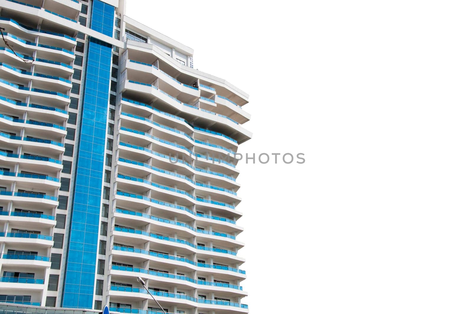 Modern business centre building on isolated background