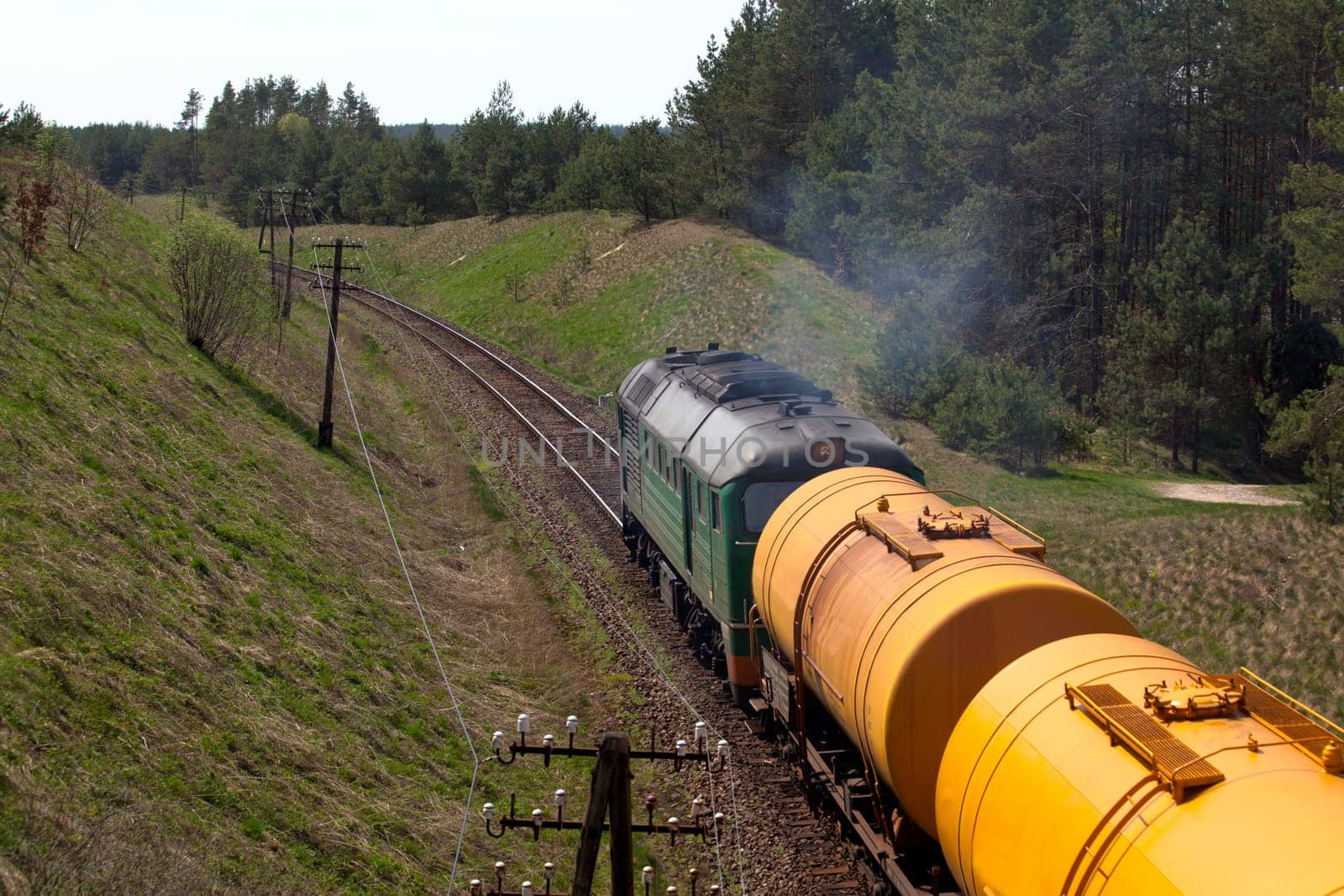 Freight train passing the countryside