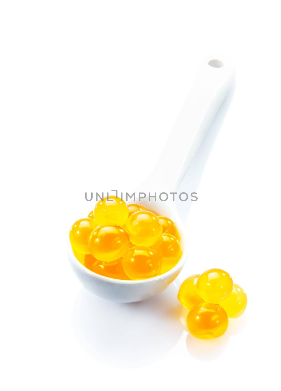 Bobas Bubbles. Fruity Bubble Boba Tea Ingredient or molecular caviar.
