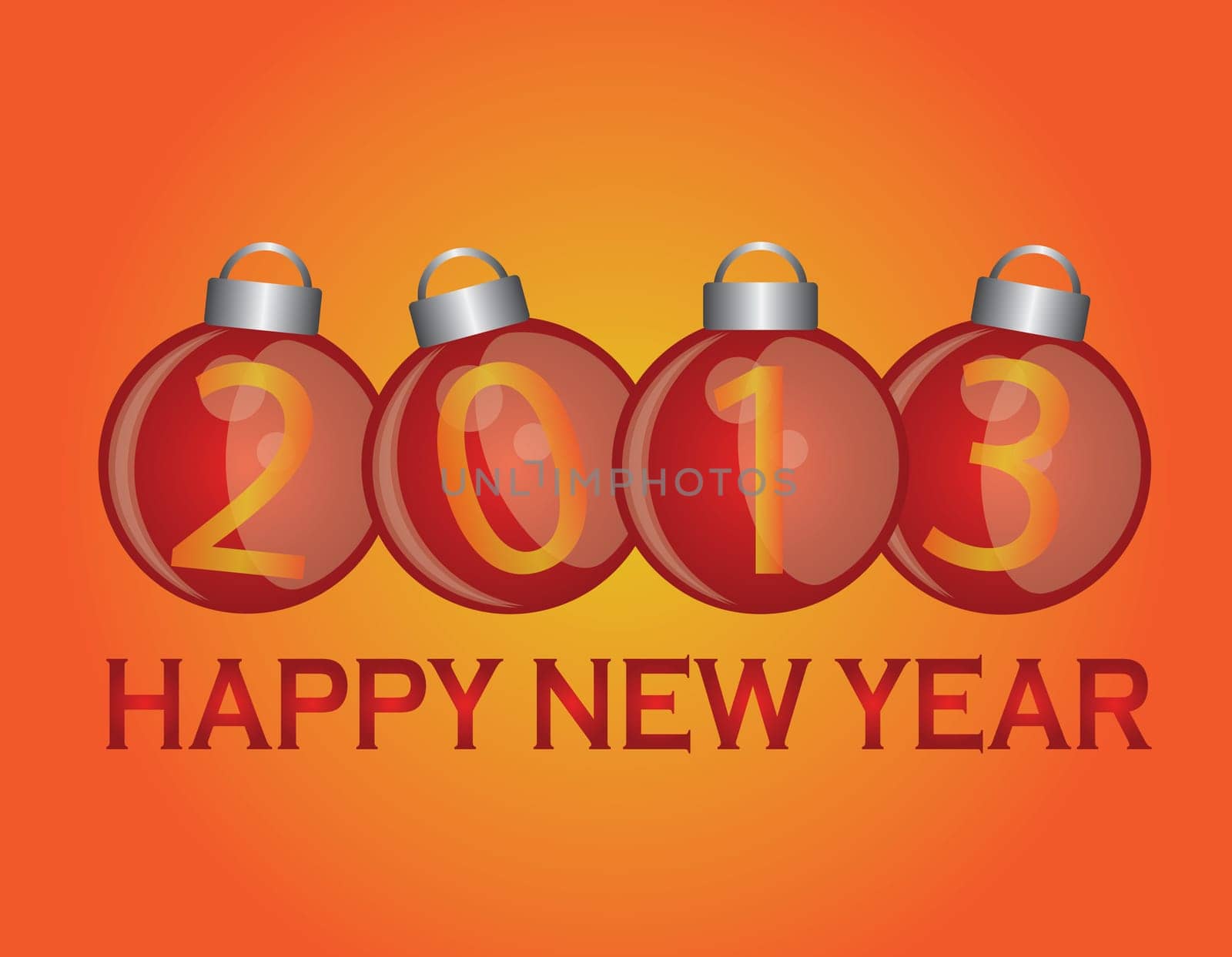 2013 Happy New Year Christmas Ornaments Illustration