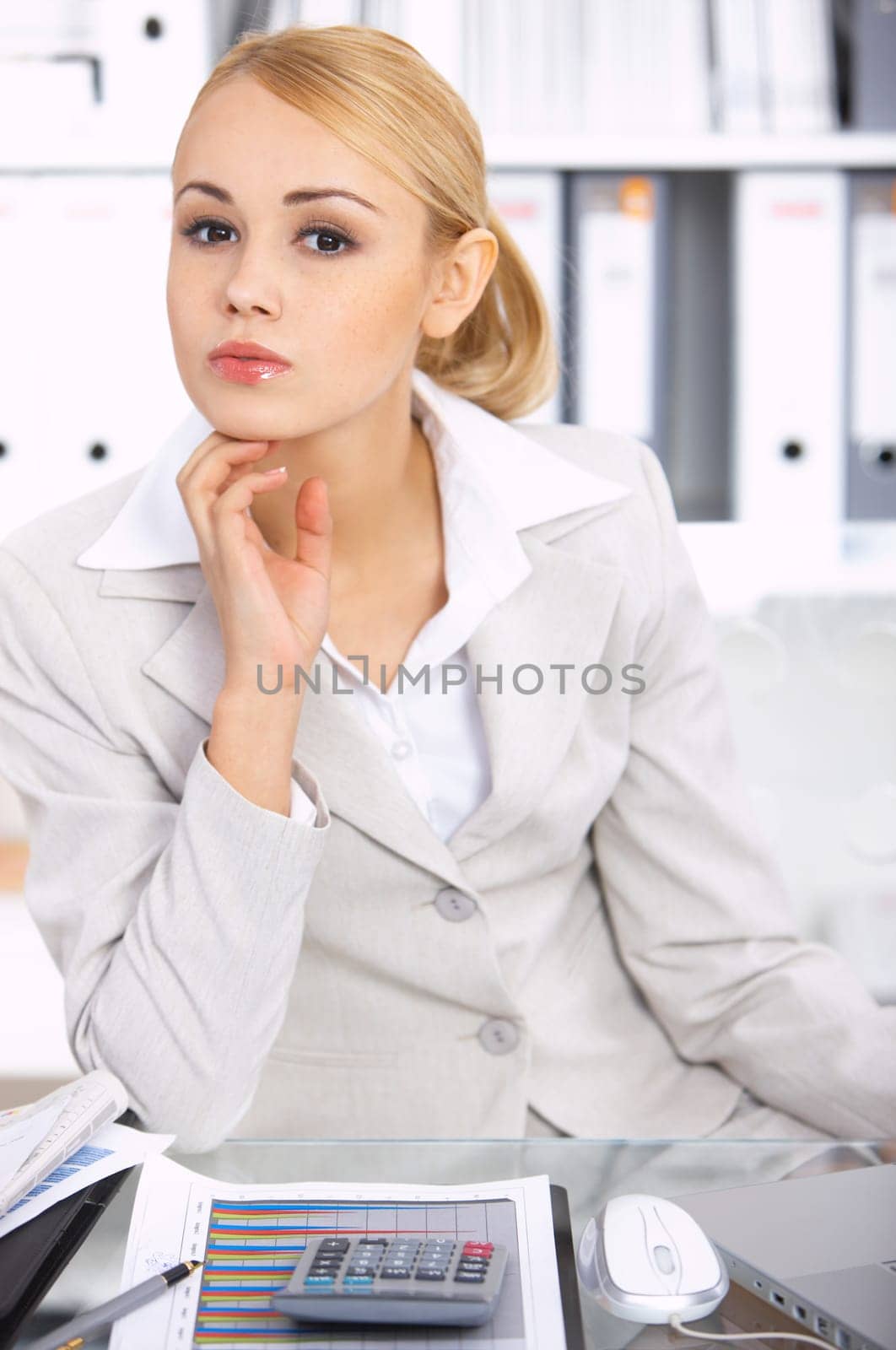 Young Beautiful business woman working in office