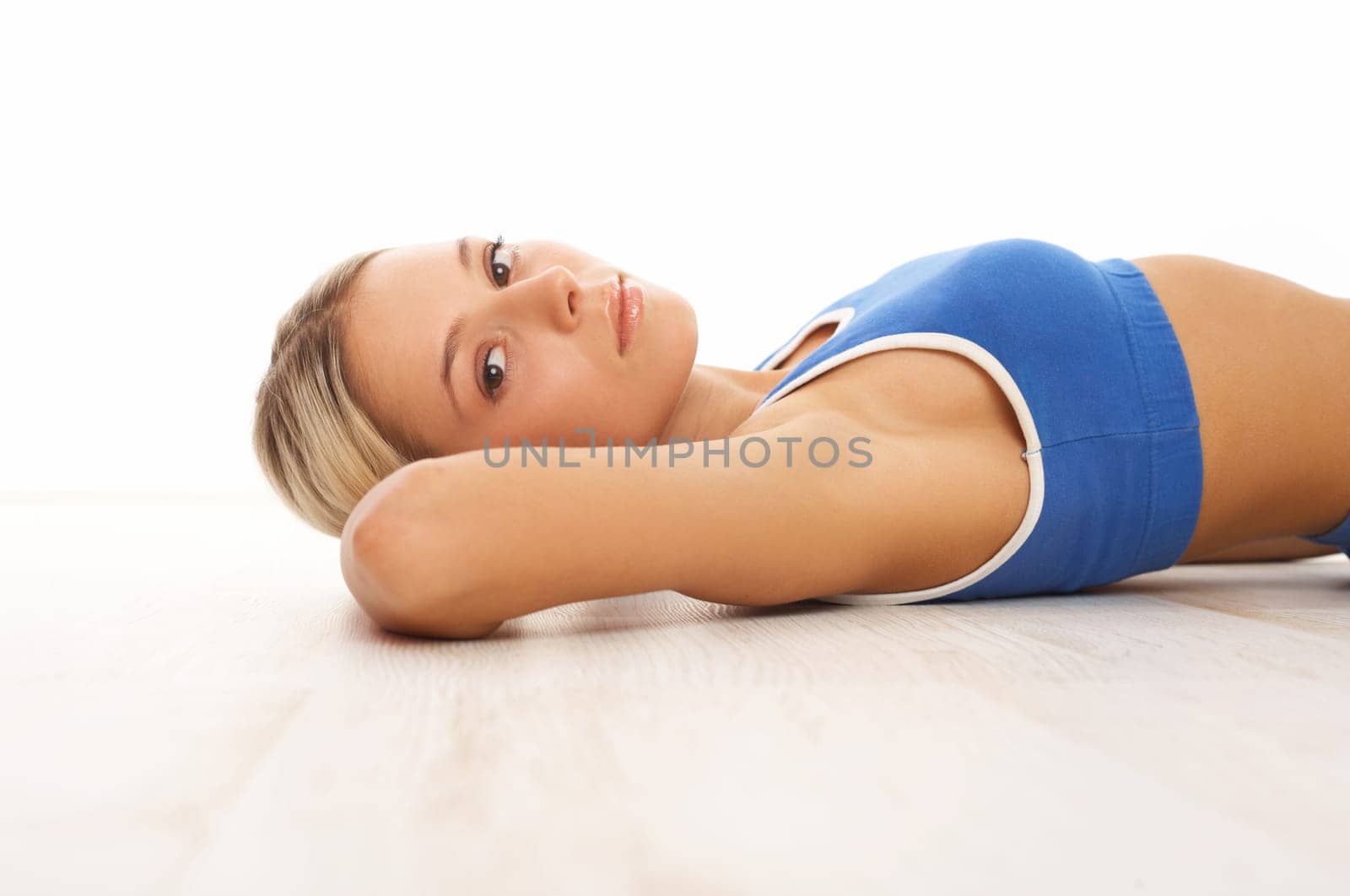 Young beautiful woman during fitness time and exercising