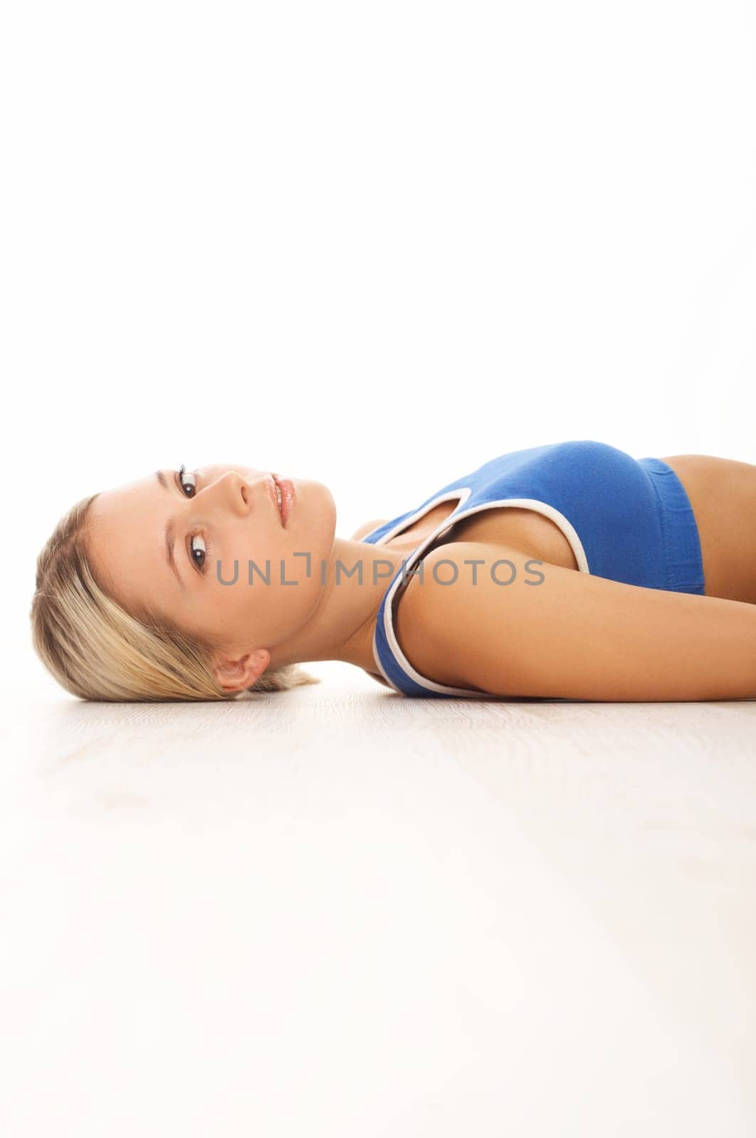 Young beautiful woman during fitness time and exercising