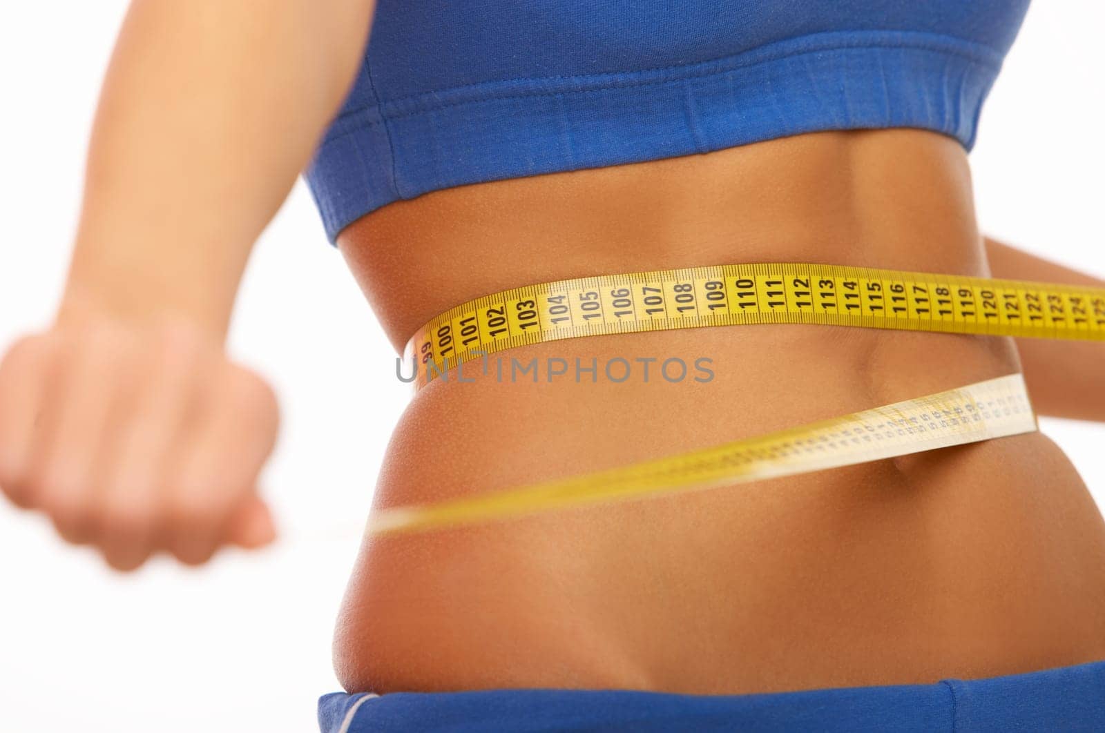 Woman body part is being measured