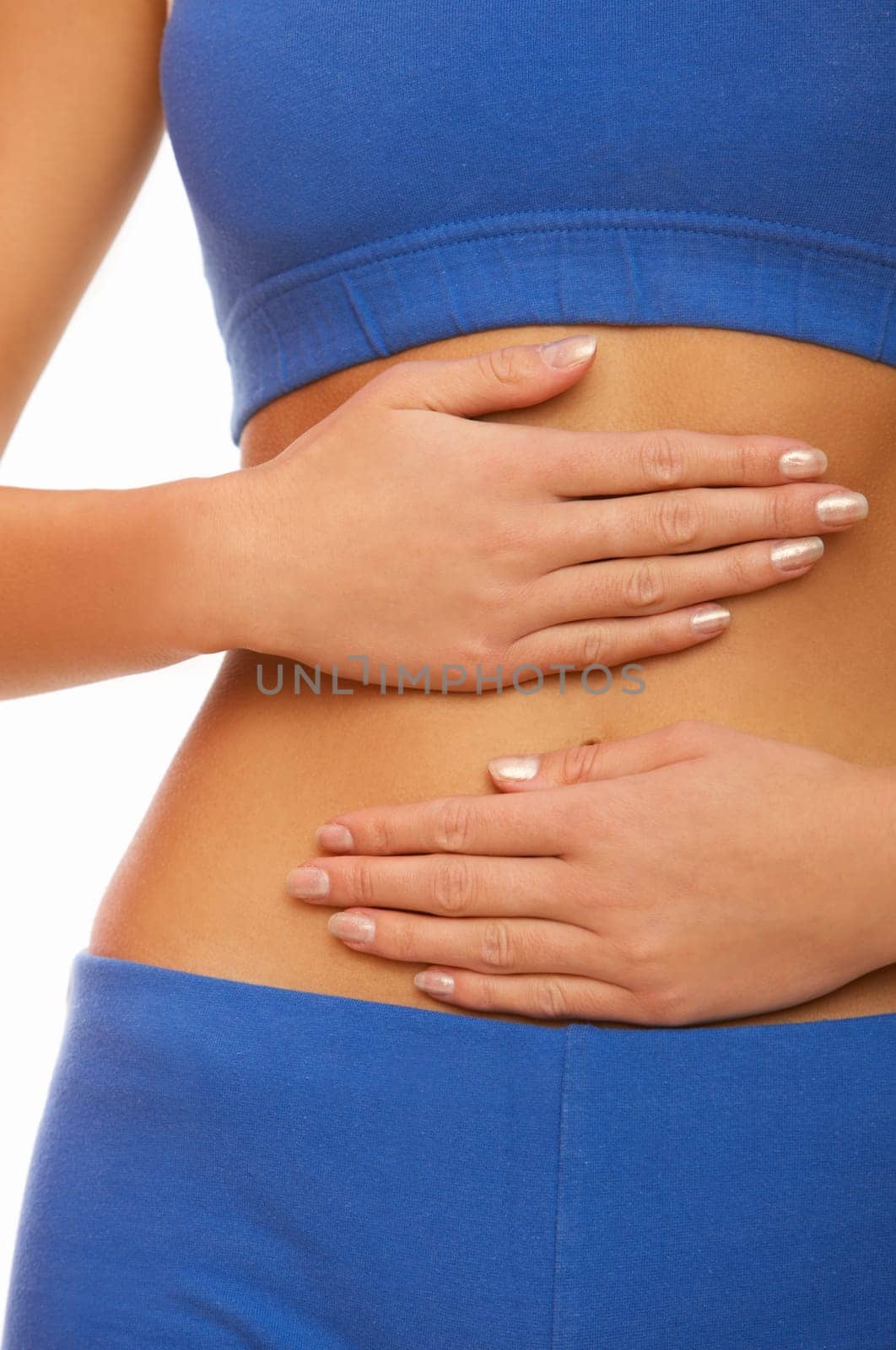 Woman&#039 s Fingers Touching her body parts