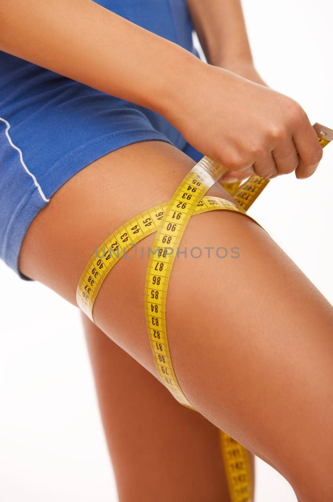 Woman body part is being measured