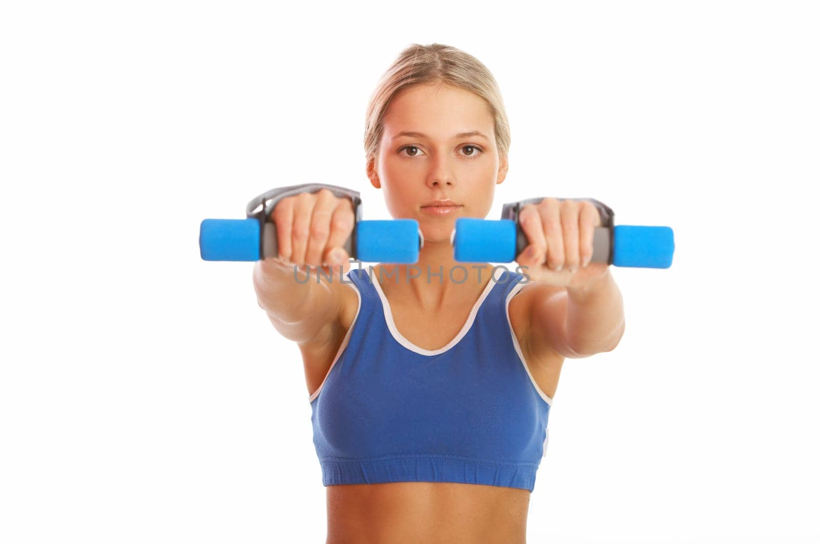 Young beautiful woman during fitness time and exercising
