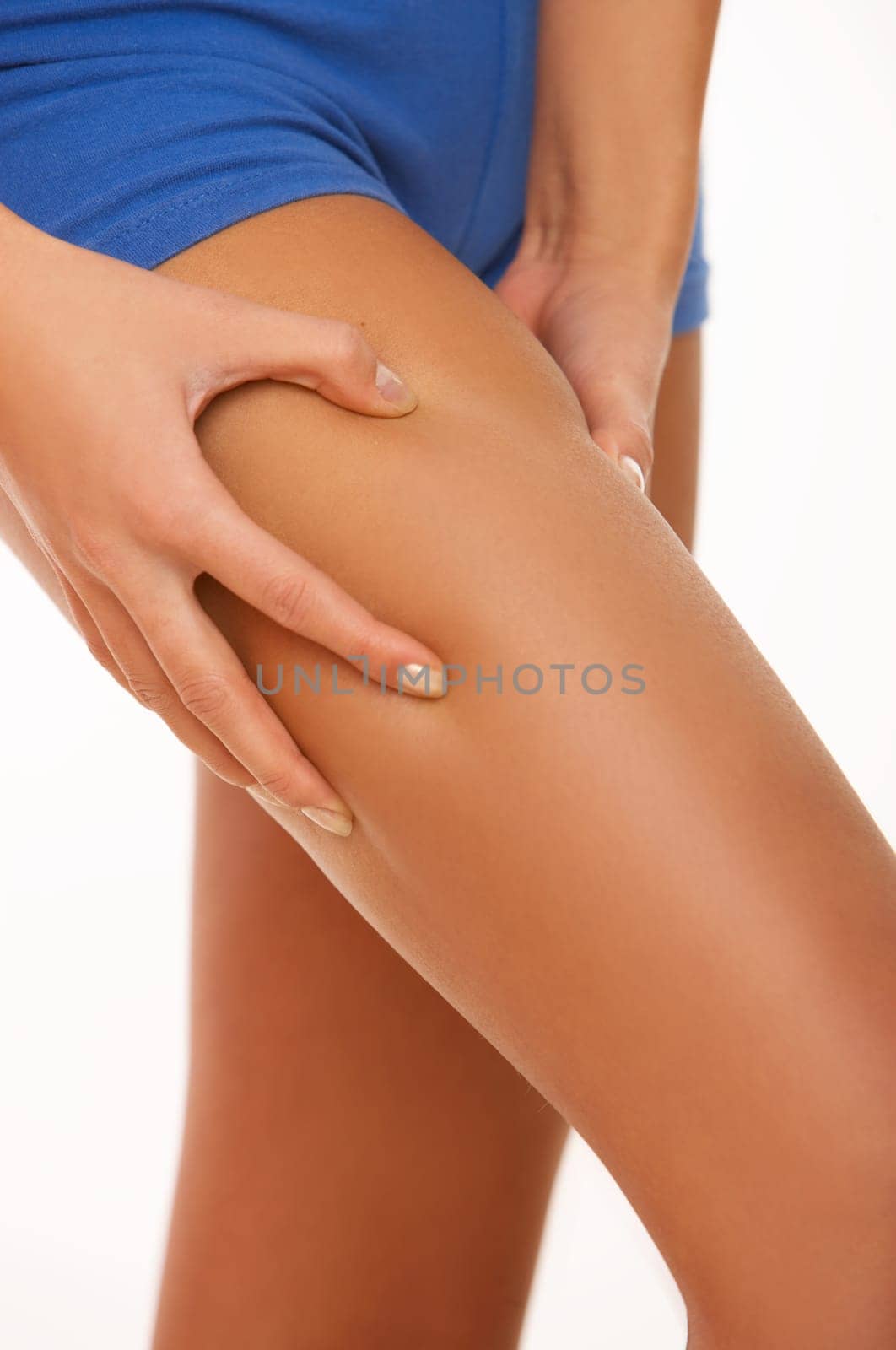 Woman&#039 s Fingers Touching her body parts