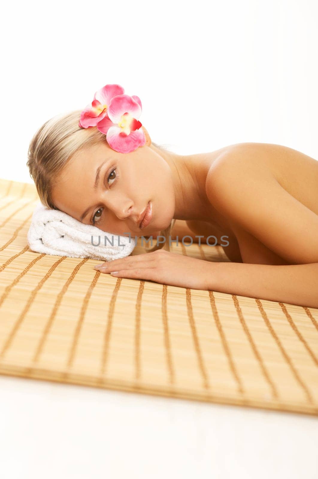Portrait of beautiful woman during spa treatment