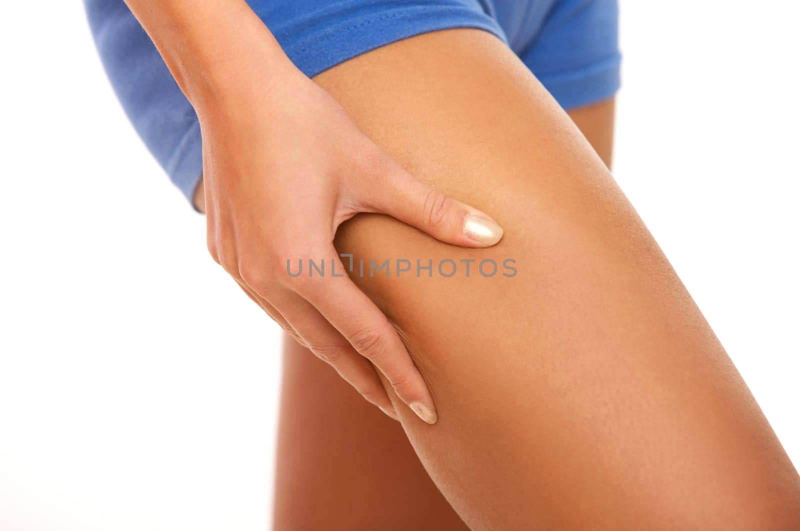 Woman&#039 s Fingers Touching her body parts