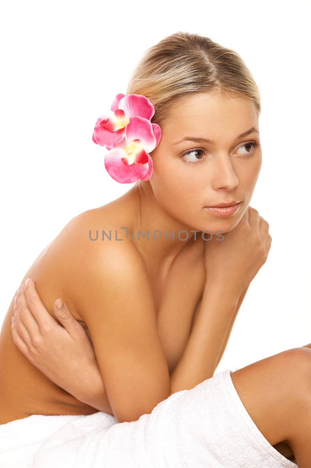 Portrait of beautiful woman before spa treatment
