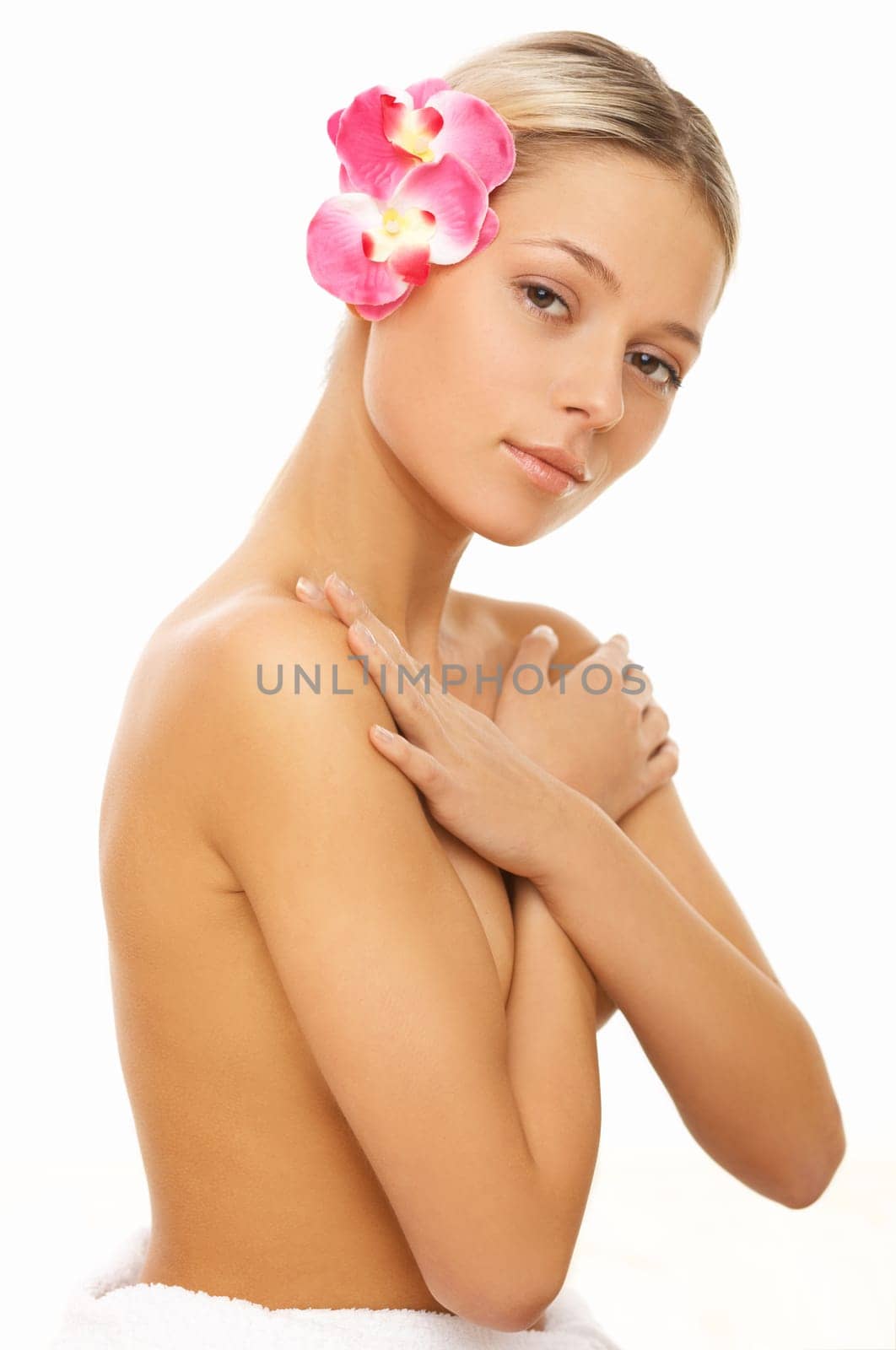 Portrait of beautiful woman before spa treatment