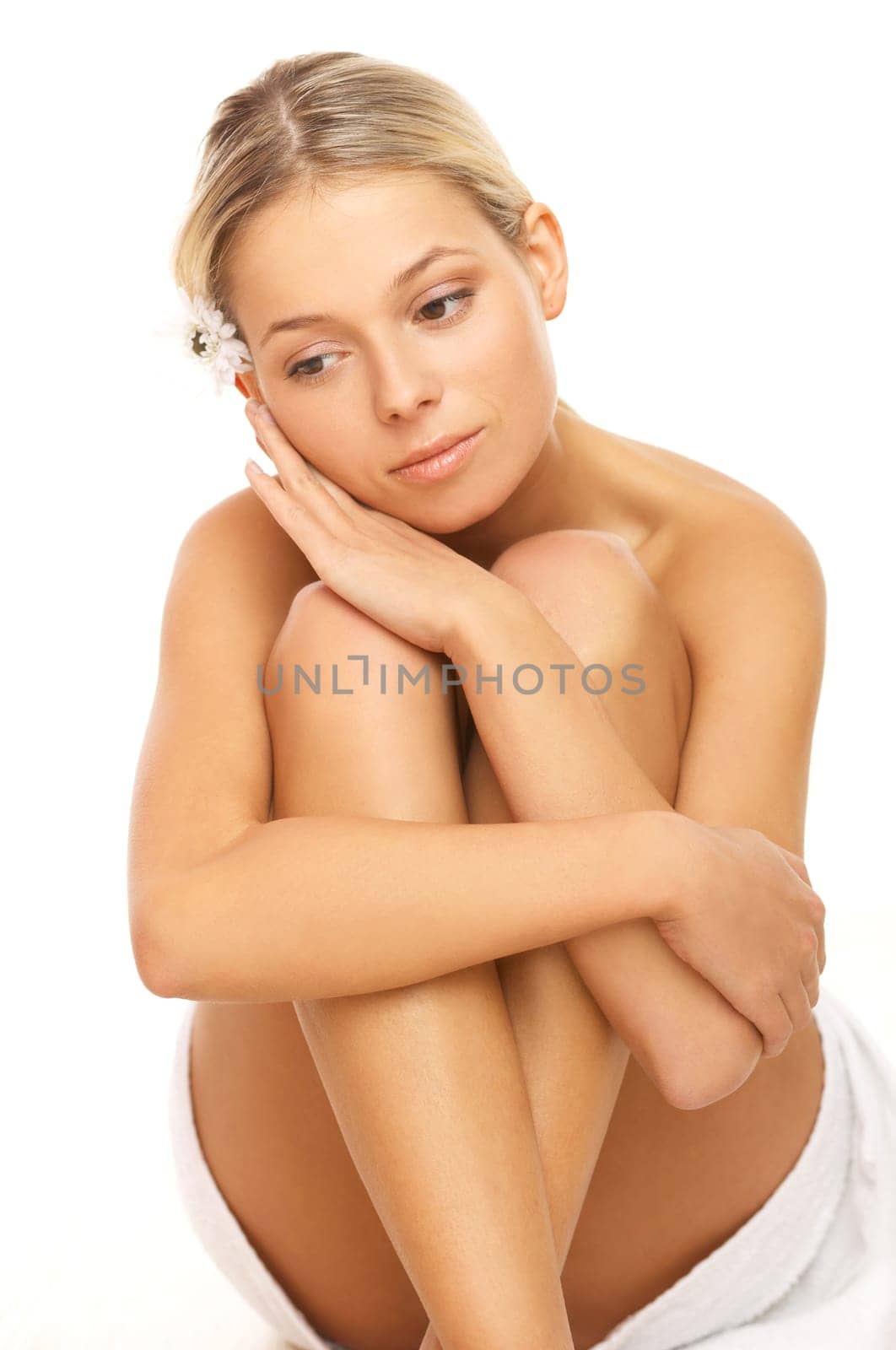 Portrait of beautiful woman before spa treatment