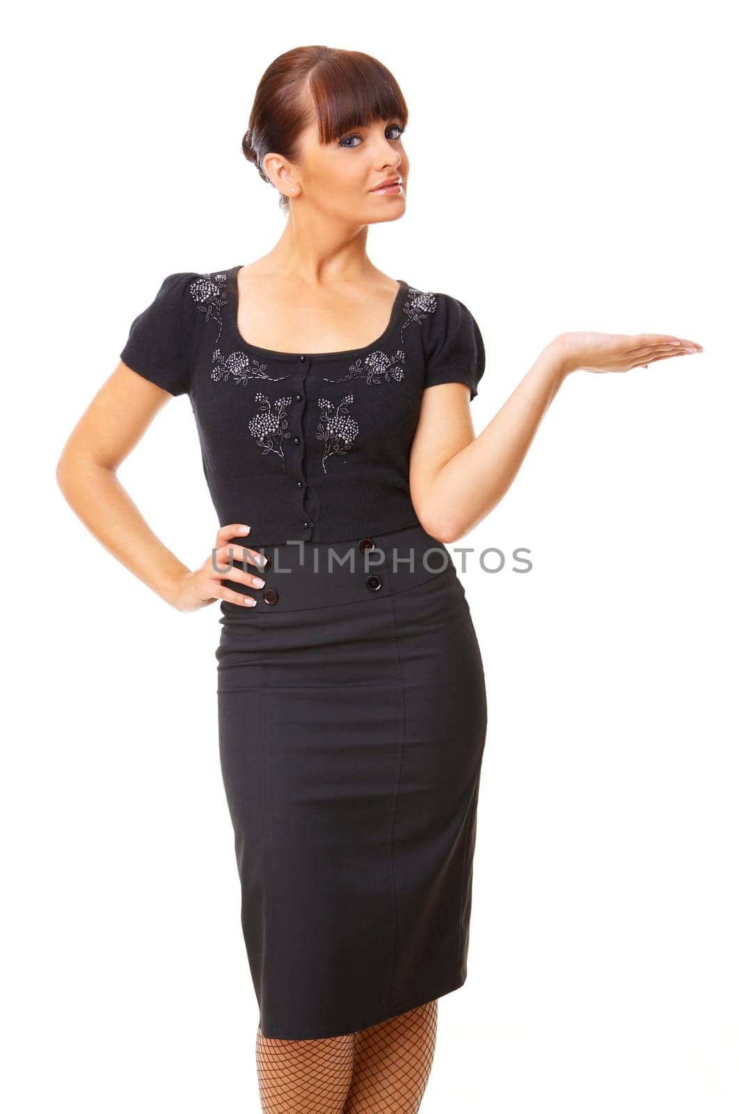Portrait of beautiful business woman isolated on white