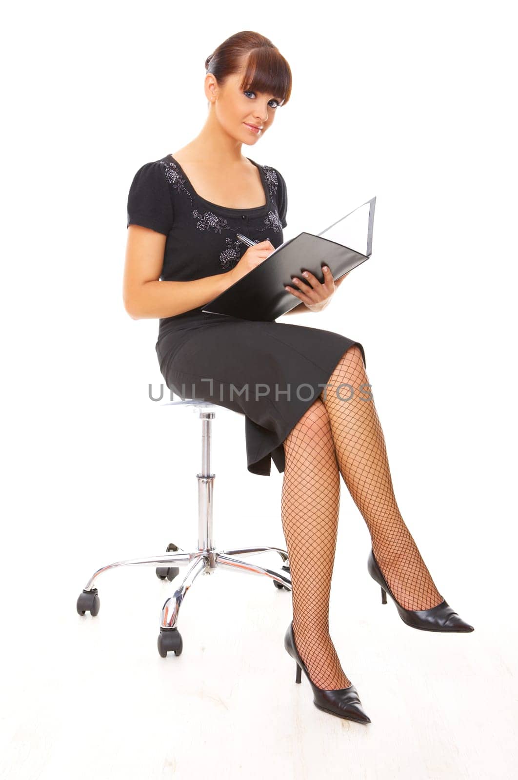 Portrait of beautiful business woman isolated on white