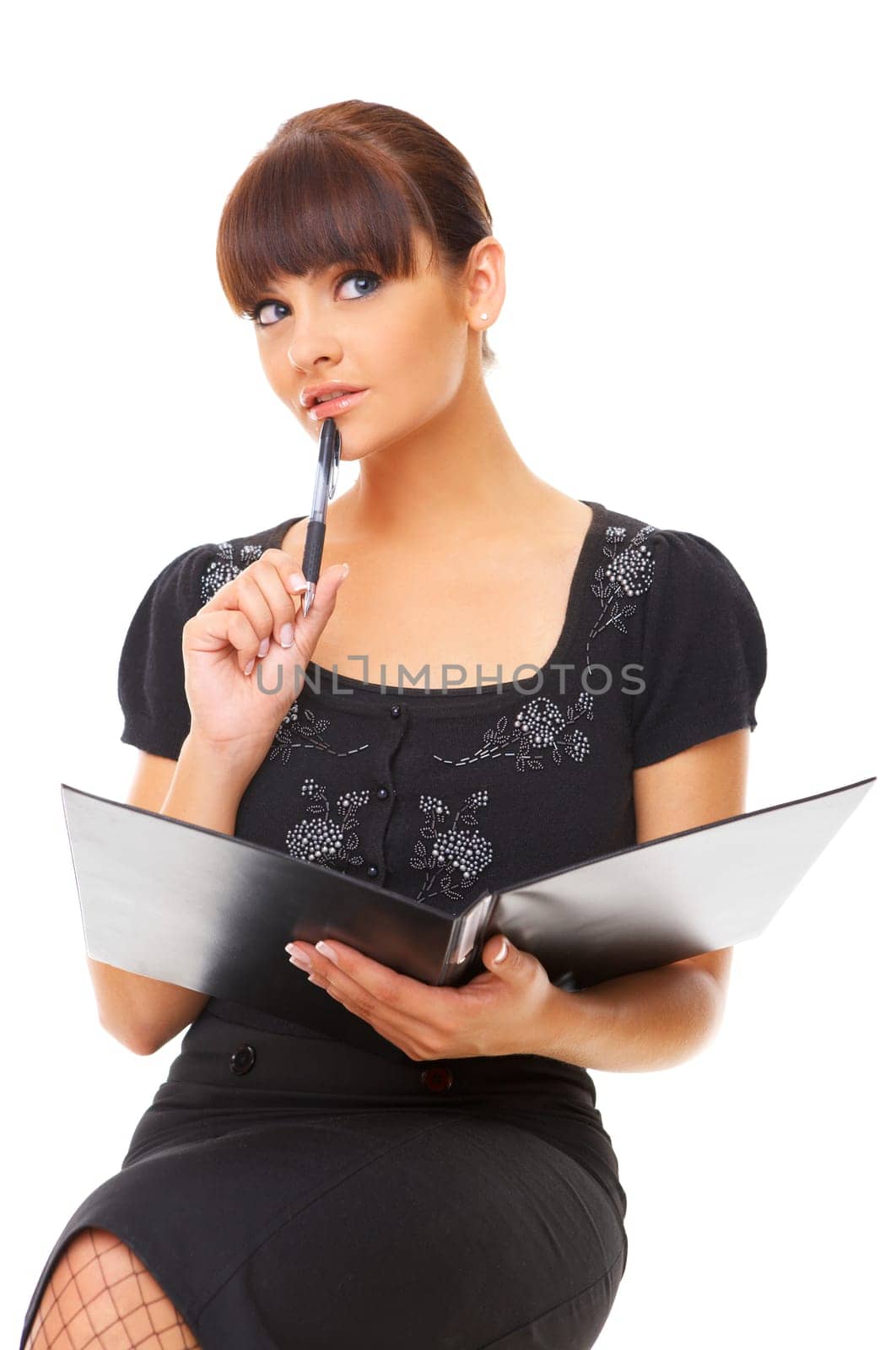 Portrait of beautiful business woman isolated on white