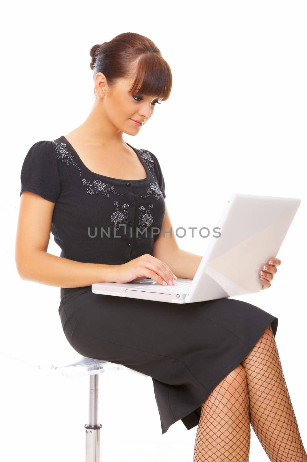 Portrait of beautiful business woman with laptop