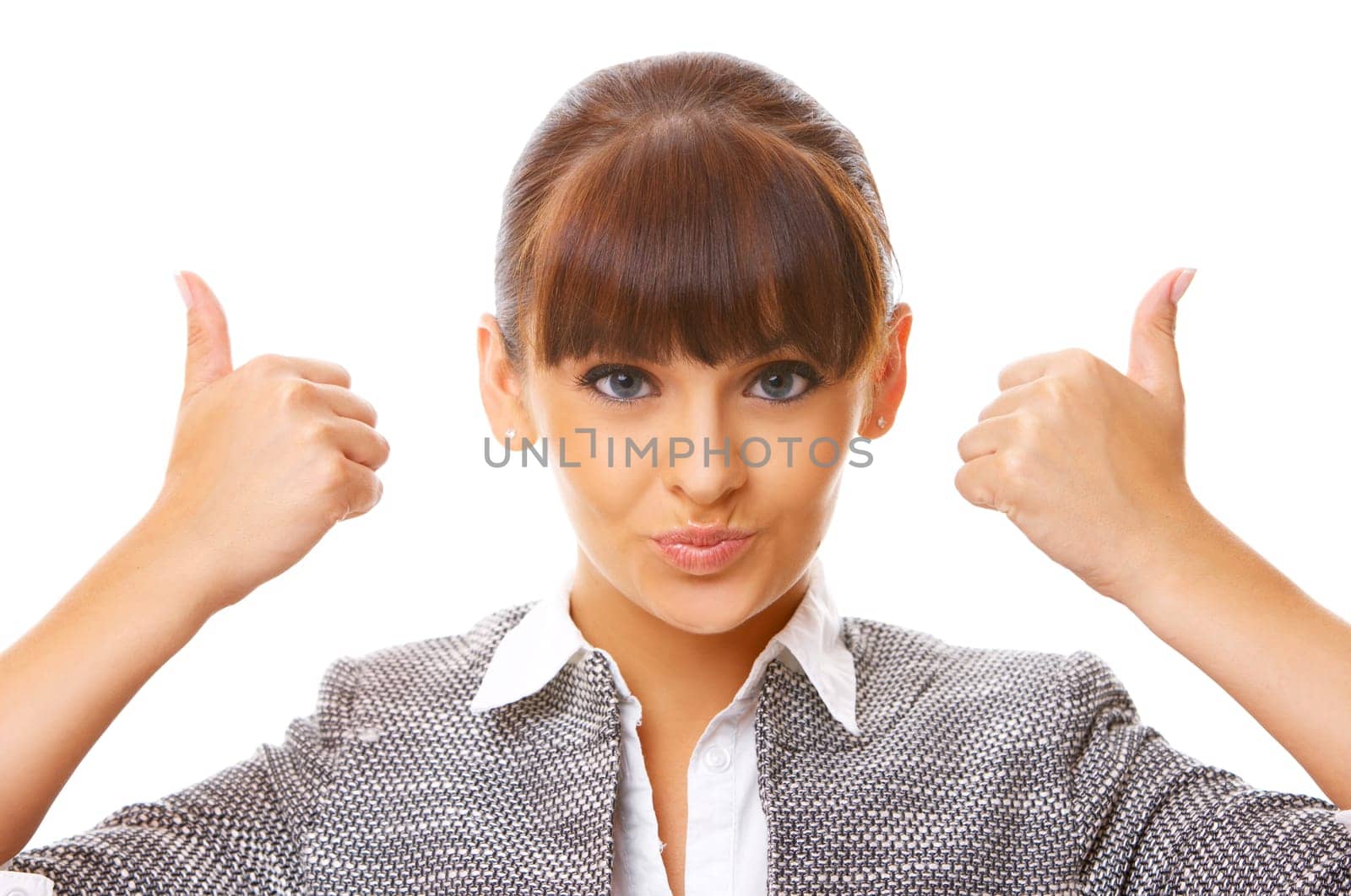 Portrait of beautiful business woman isolated on white