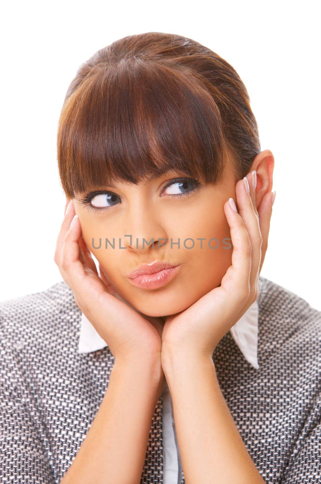 Portrait of beautiful business woman isolated on white