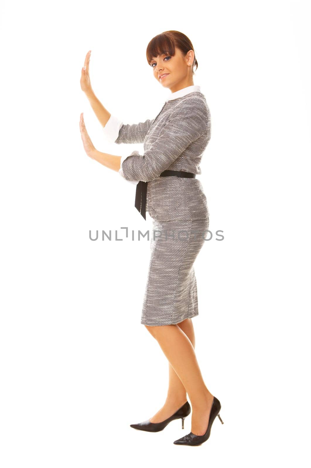 Portrait of beautiful business woman isolated on white