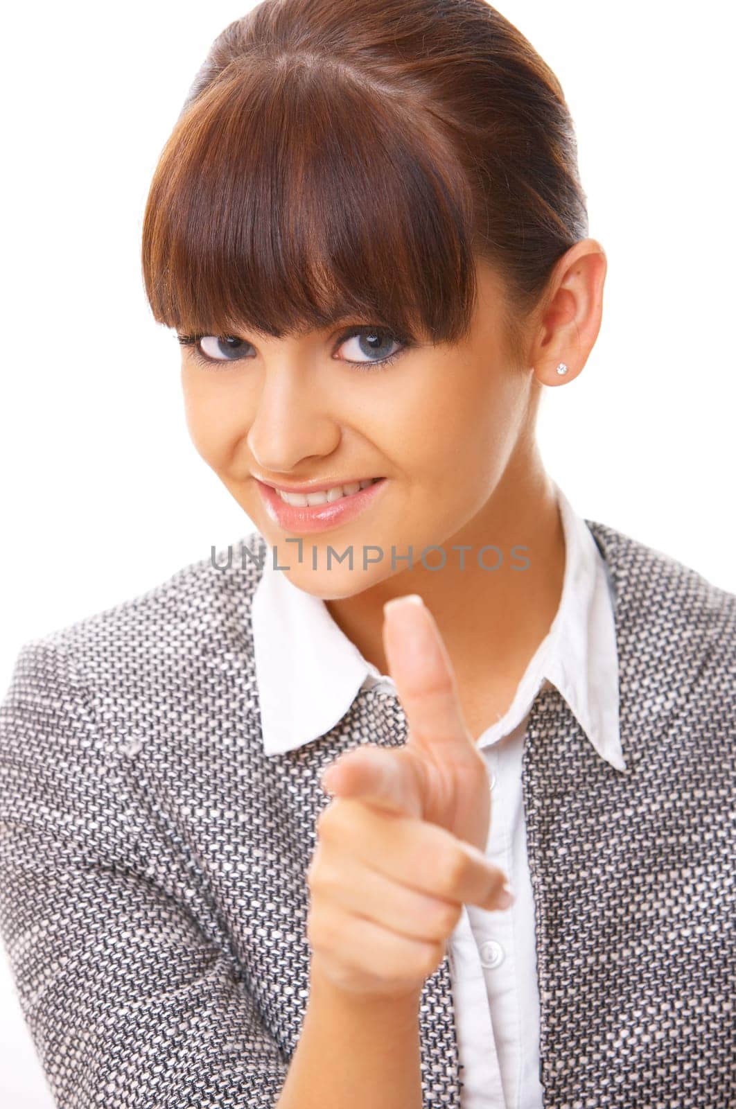 Portrait of beautiful business woman isolated on white