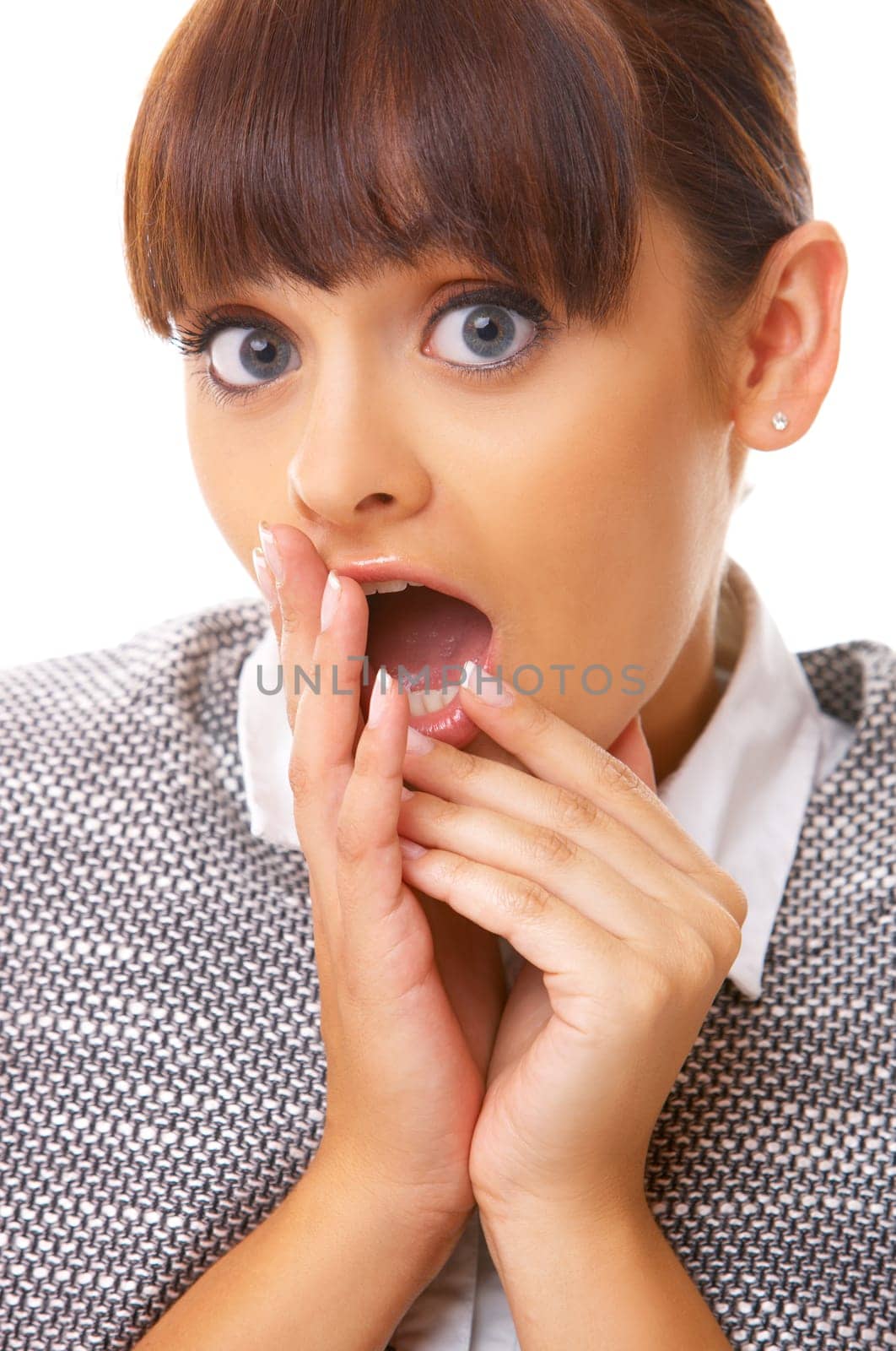 Portrait of beautiful business woman isolated on white
