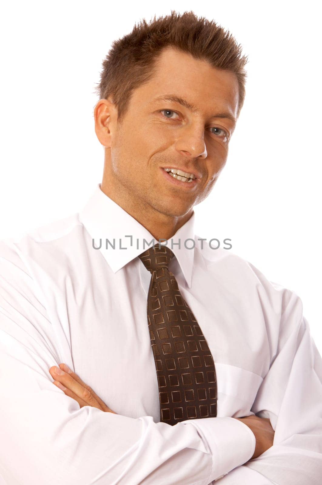 Portrait of handsome businessman isolated on white