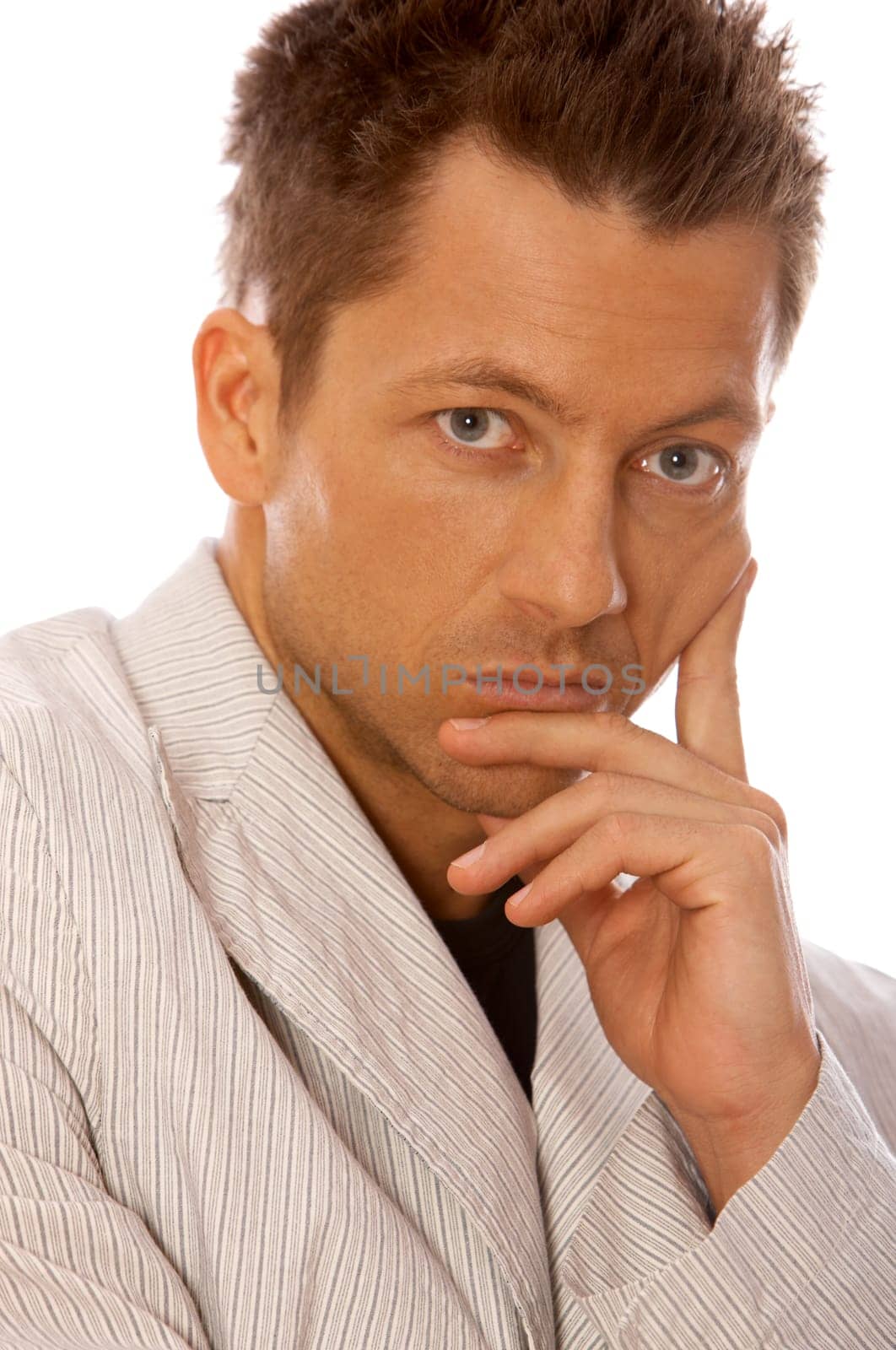 Portrait of handsome businessman isolated on white