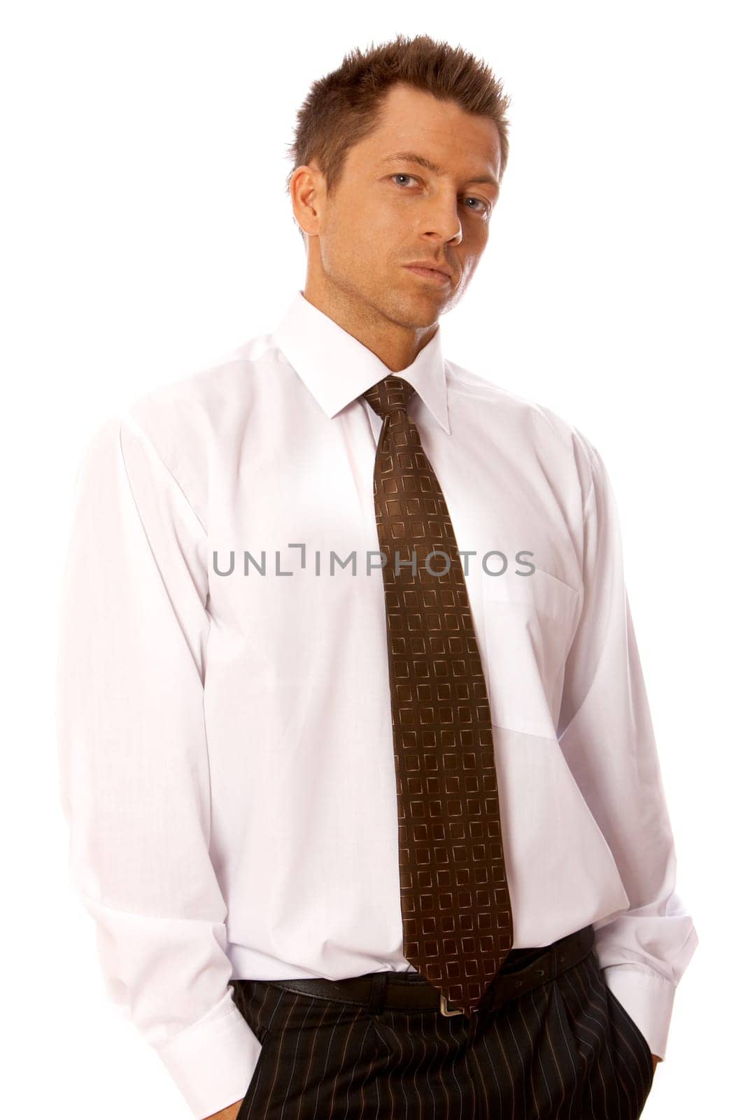 Portrait of handsome businessman isolated on white