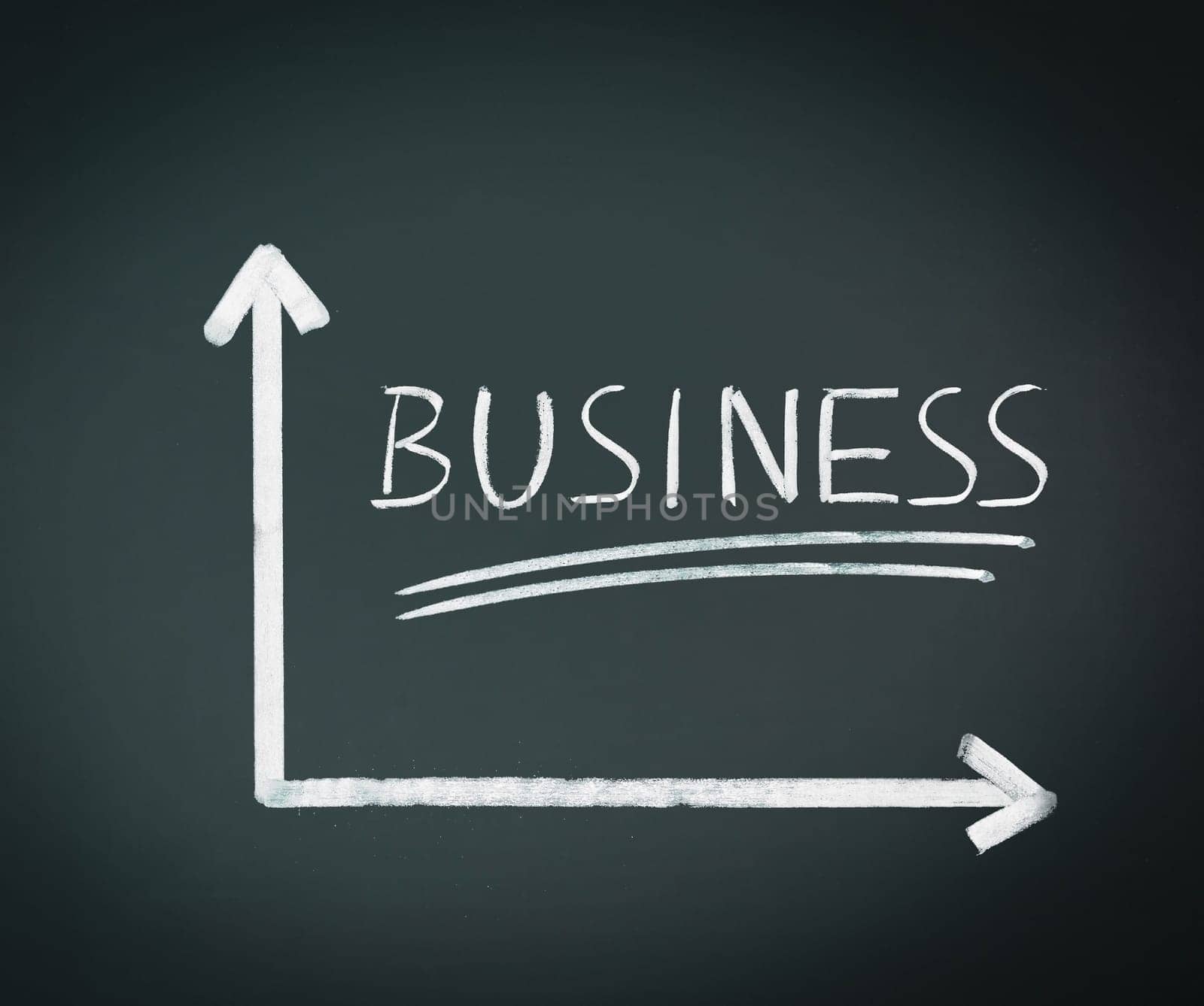 Business Bar Graph, handdrawn geometric axes showing the word business, conceptual illustration