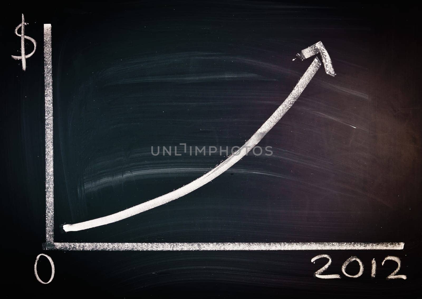 Graph on a blackboard with chalk showing a timeline and moneyline