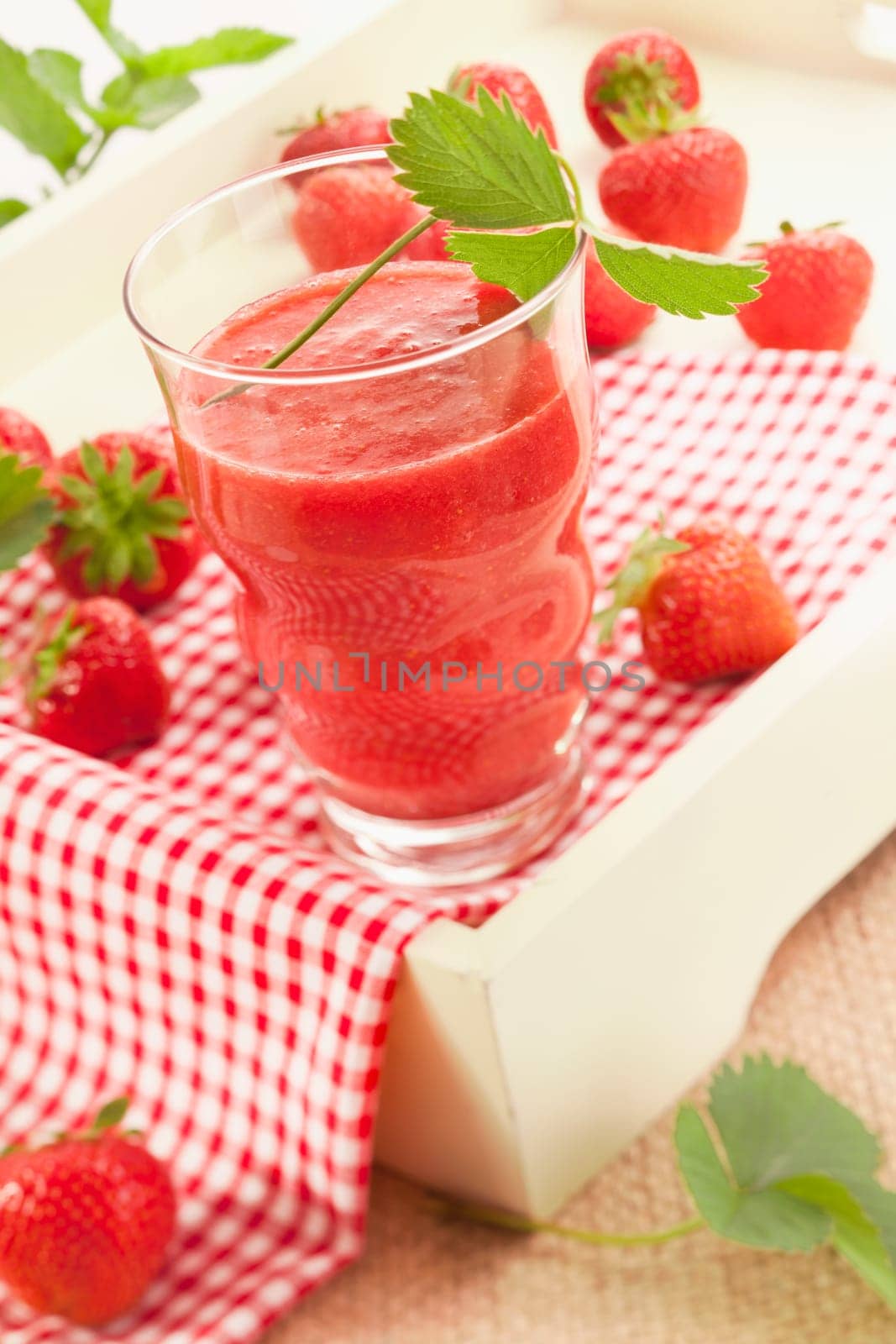 Strawberry Drink with fresh strawberries for springtime