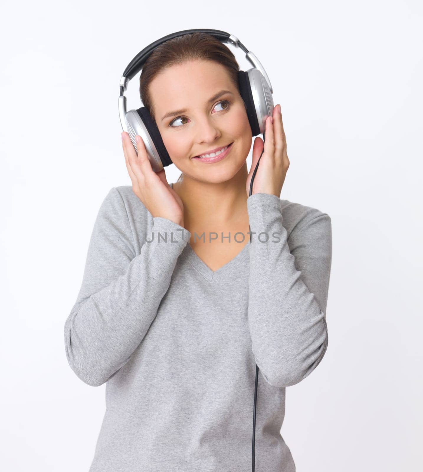 Portrait of beautiful young woman with headphones