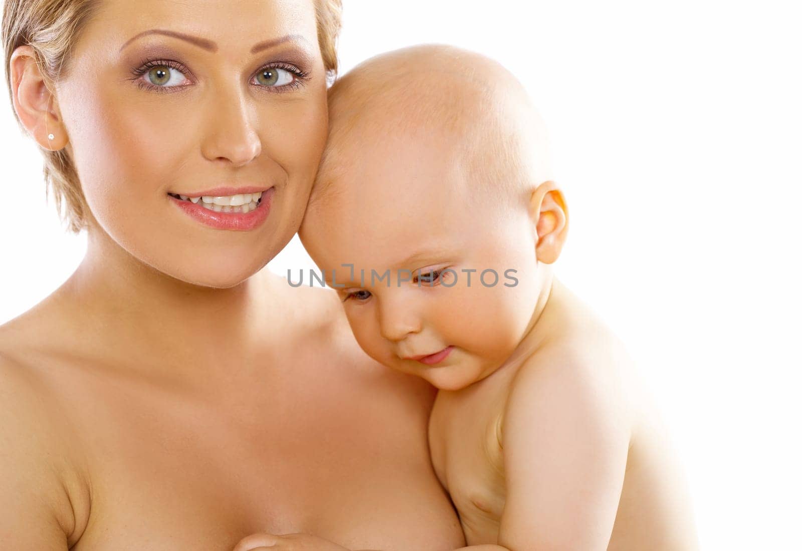 Young attractive mother with cute little baby