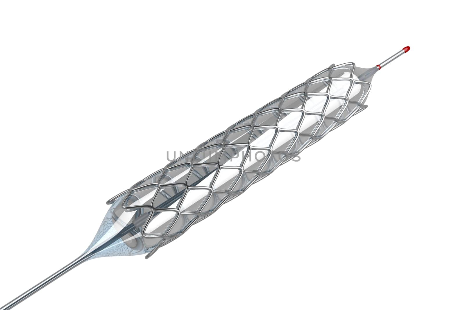 3d illustration of stent on balloon