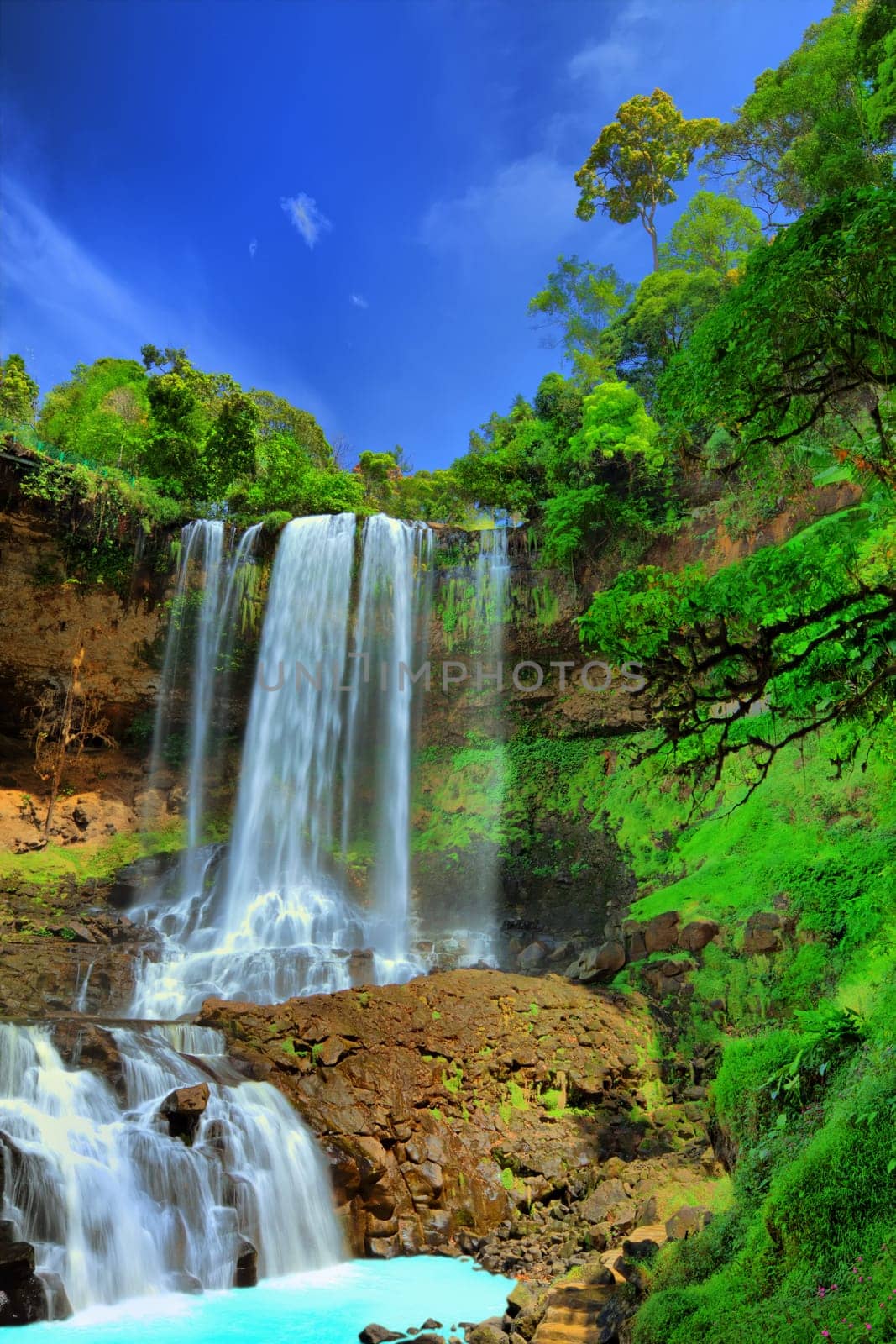 Dambri waterfall in central highland of Vietnam. HDR tonemapped