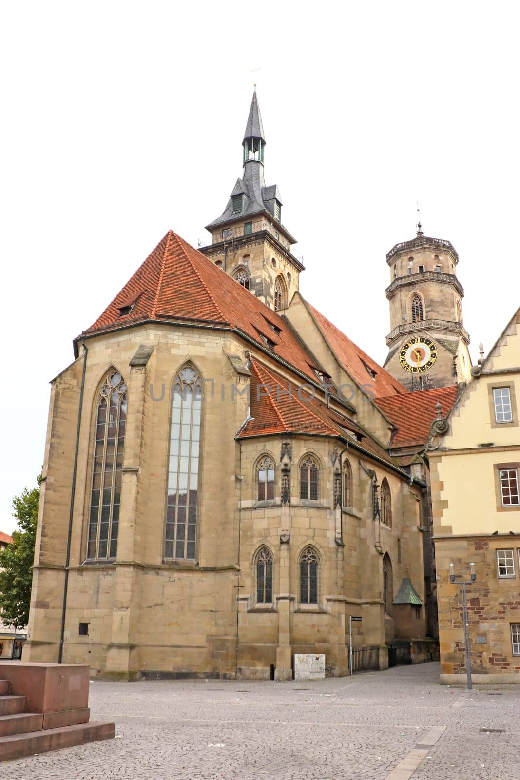 Stiftskirche church in Stuttgart Germany, the main church of the Evangelical-Lutheran Church in Wurttemberg, destroyed by the bombing raids 1944, restored in the 1950s but not in all details