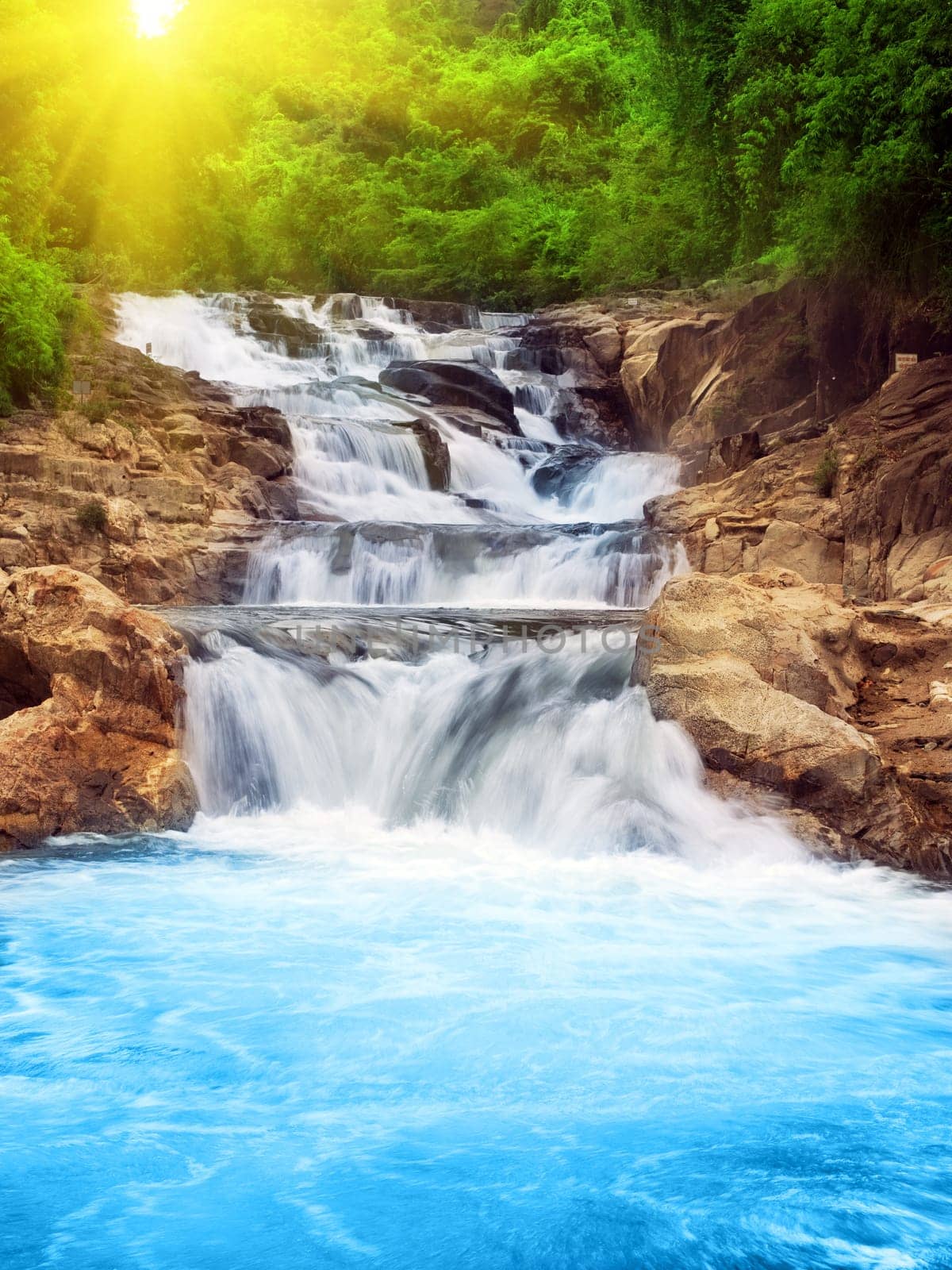 Beautiful cascade fall in tropical forest