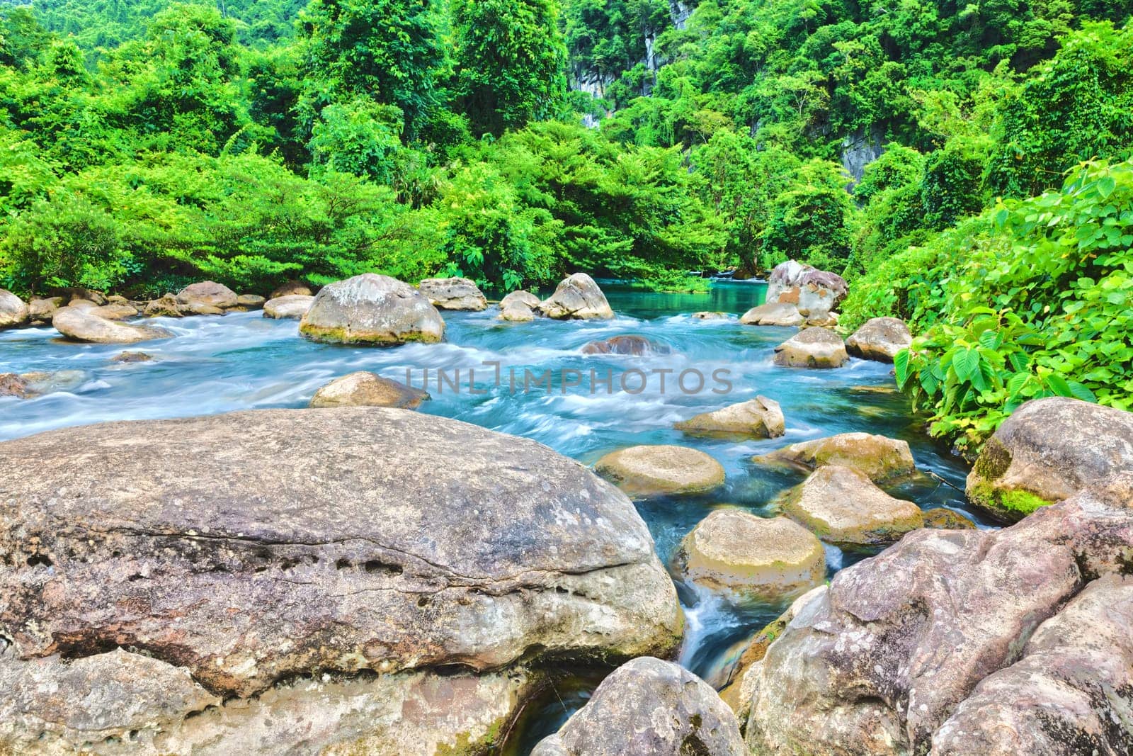Blue water stream. Phong Nha - Ke Bang National Park. Vietnam