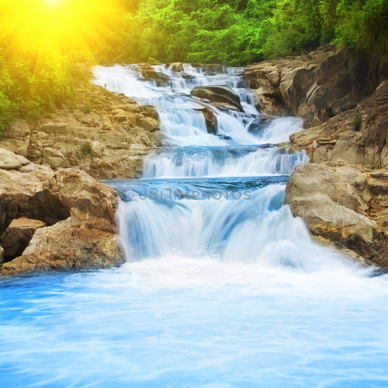 Beautiful cascade fall in tropical forest