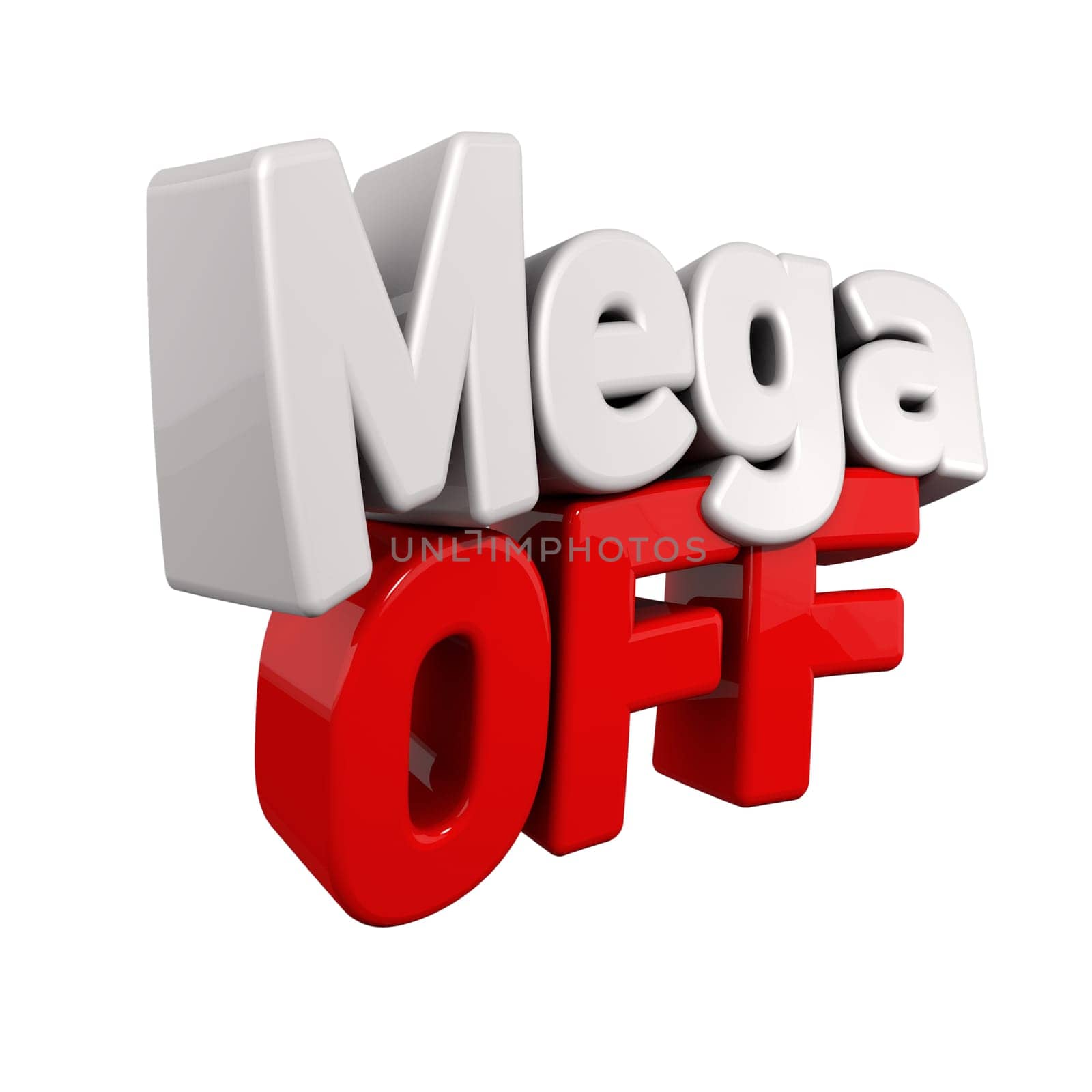 3d text for Sell out in red and white angled obliquely away from camera isolated on white