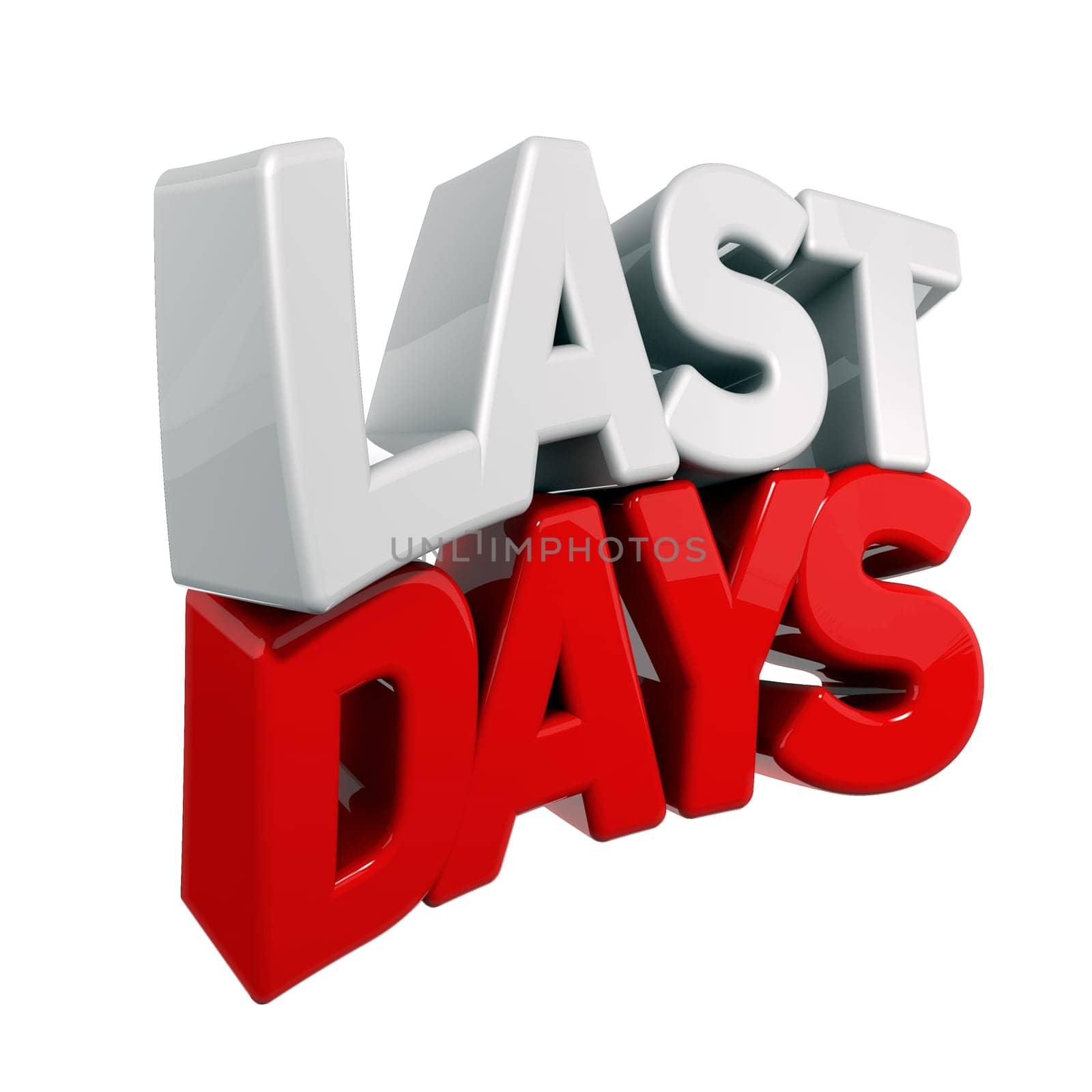 3d text for the last chance in red and white angled obliquely away from camera isolated on white