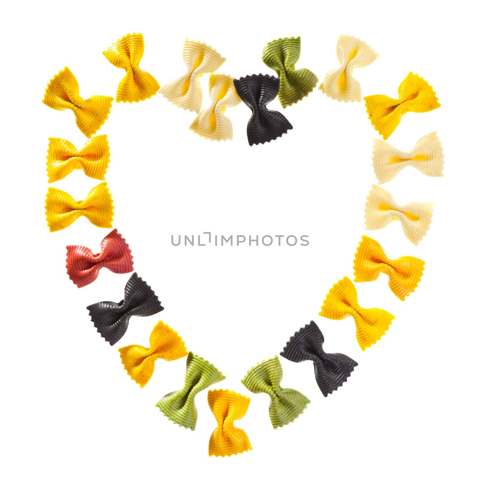 Pasta heart shaped isolated on white background