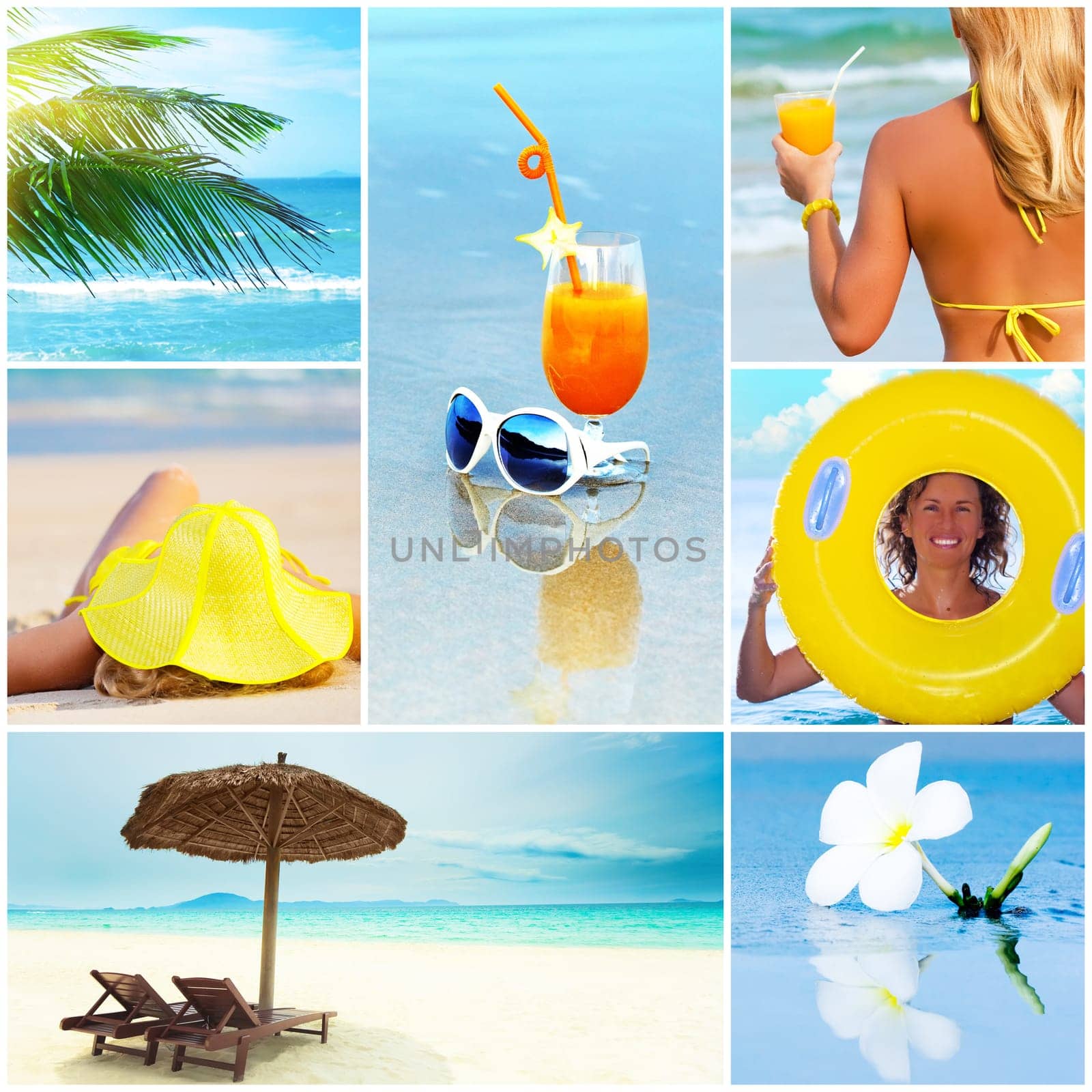 Beautiful summer collage made from tropical beach photos