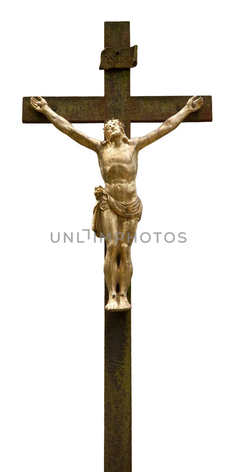A Statue of Jesus Christ Isolated on White Background