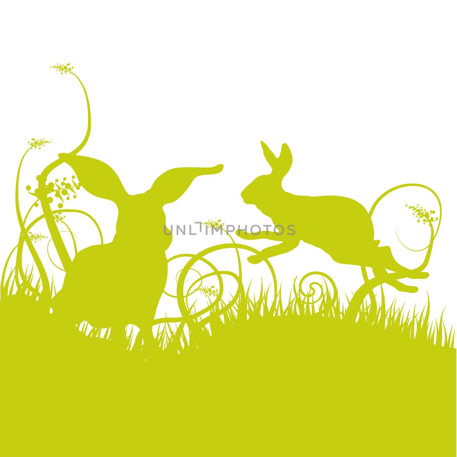 Rabbits and blades of grass